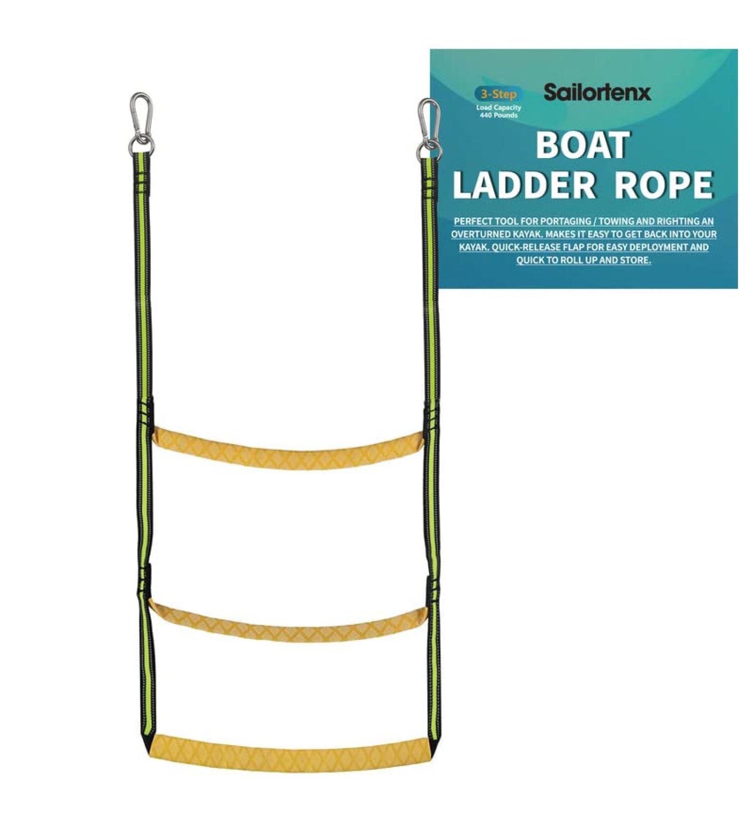 Sailortenx 3 Step Marine Rope Ladder for Inflatable Boat & Kayak - Portable Boating Ladder - Buy Online on GoSupps.com