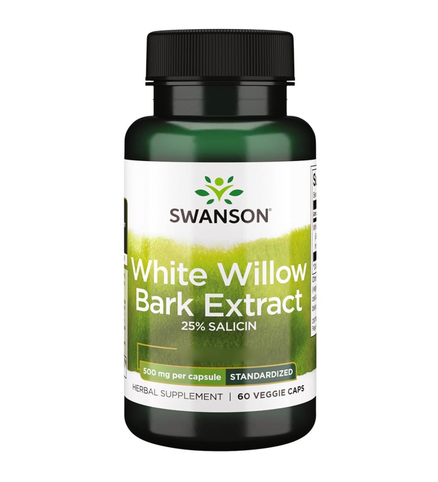 Swanson White Willow Bark Extract (White Willow Bark Extract) 500mg 60 Vegan High Dosed Lab Tested Vegetarian Soy Free Gluten Free Non-GMO - Buy Online on GoSupps.com