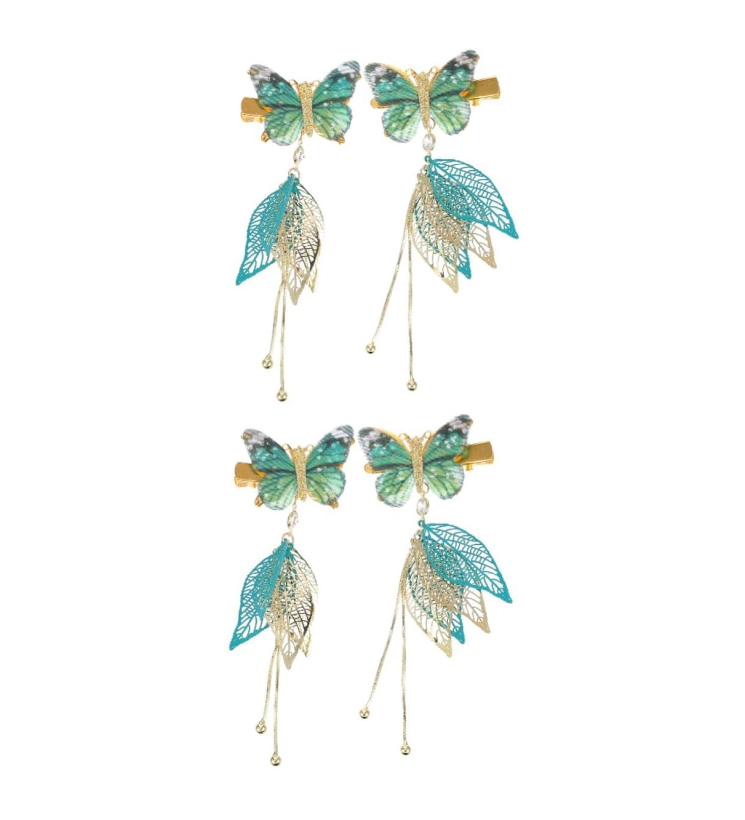 FOMIYES 2 Pairs Tulle Butterfly Hair Clip Hair Accessories for Women Tassel Delicate Barrettes Hair Accessories for Girls Retro Tassel Hair Clip Hanfu Hair Shiny Cloth Decorate Women's - Buy Online on GoSupps.com