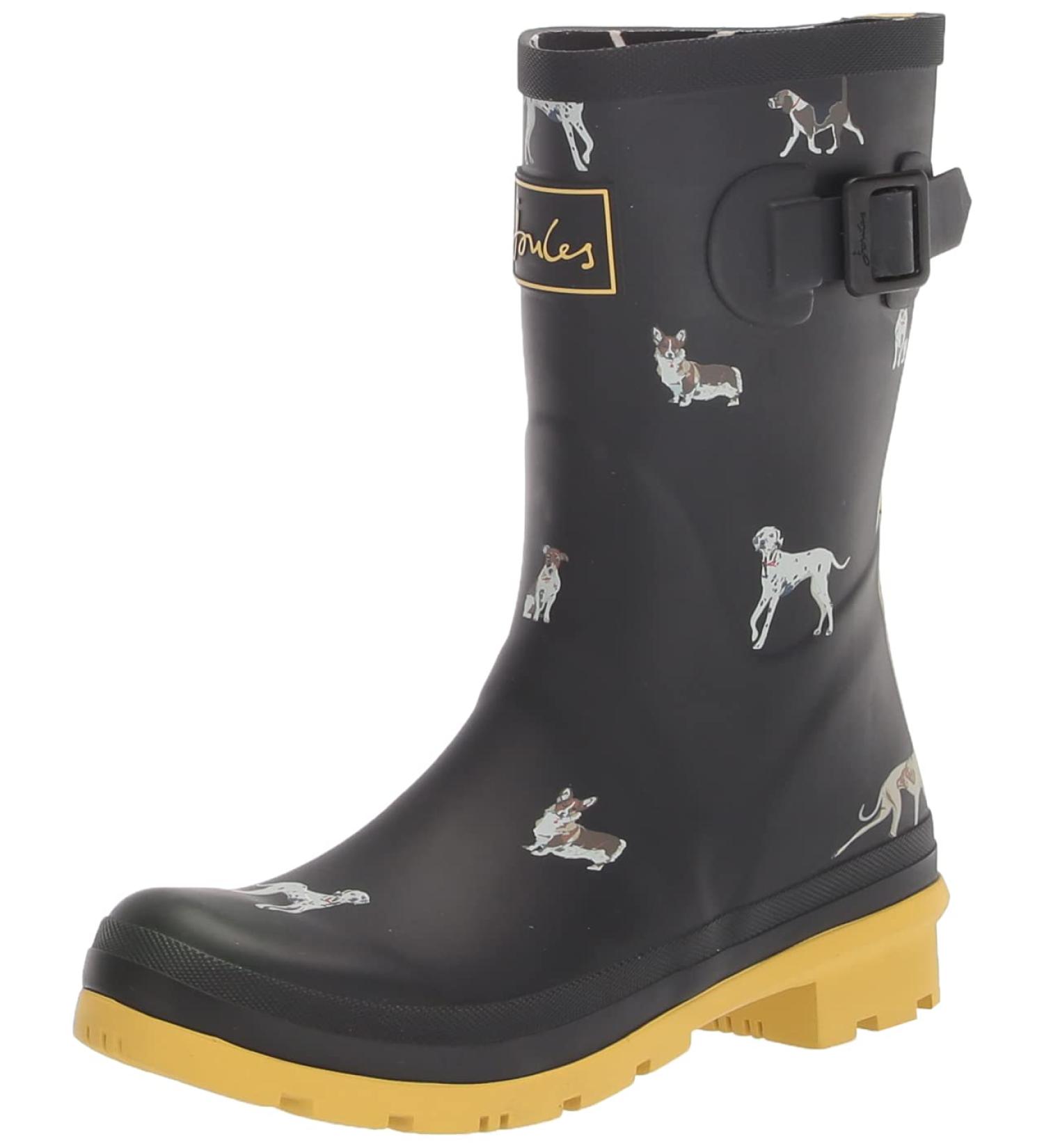 Joules Women's Molly Welly Rain Boot in Black Dog Print - Size 8 - Buy Online on GoSupps.com