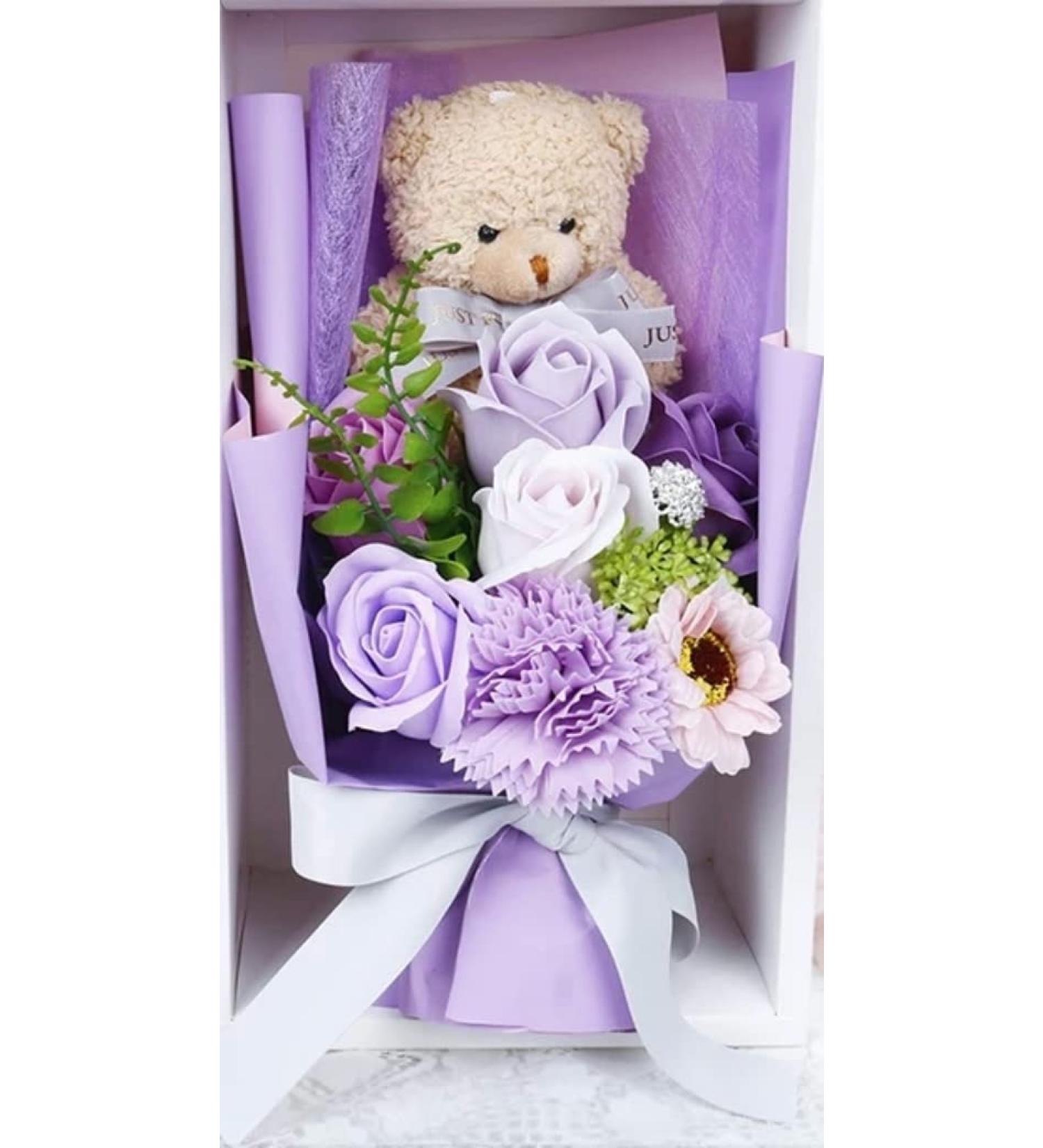 Scented Soap Rose Flower Bouquet - Perfect for Valentine's Day, Mother's Day, Party & Wedding Decoration | Purple Color - Buy Online on GoSupps.com