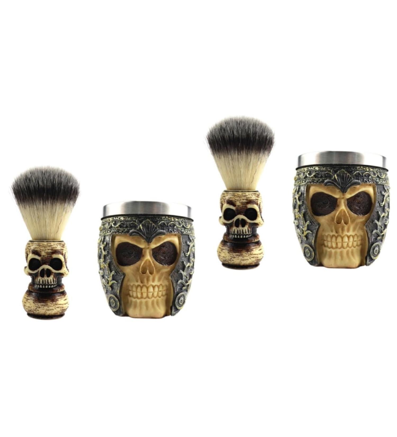 Handmade Minkissy Skull Beard Brush Premium Facial Cleaning & Shaving Brush for Men | 2-Pack Resin Foam Shell Design - Buy Online on GoSupps.com