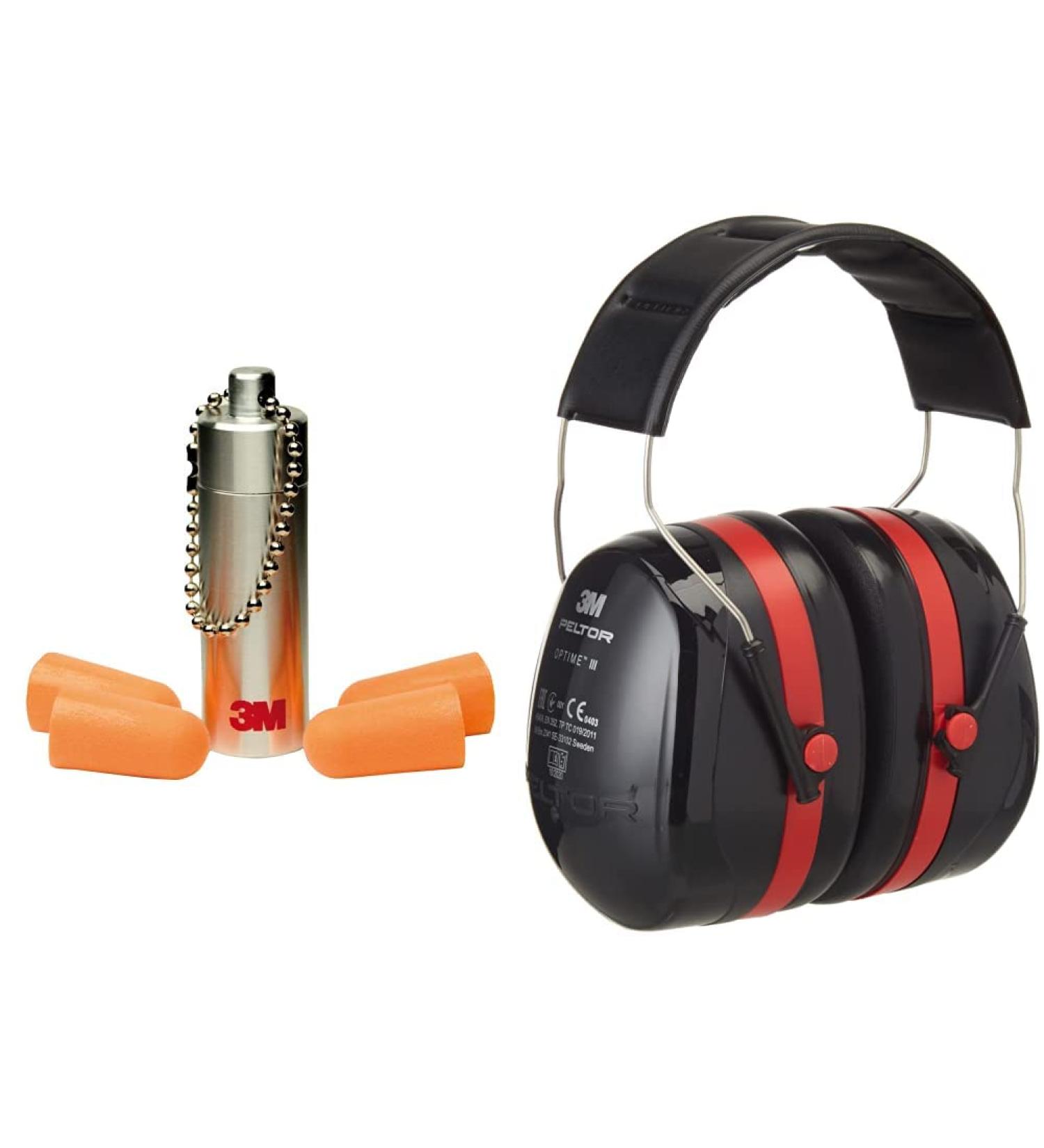 3M Disposable Ear Protection - 1100 Series 200 Pairs Size-Adjustable Double Shell Technology - Optimical III Capsule Black-Red Bundle | International Shipping - Buy Online on GoSupps.com