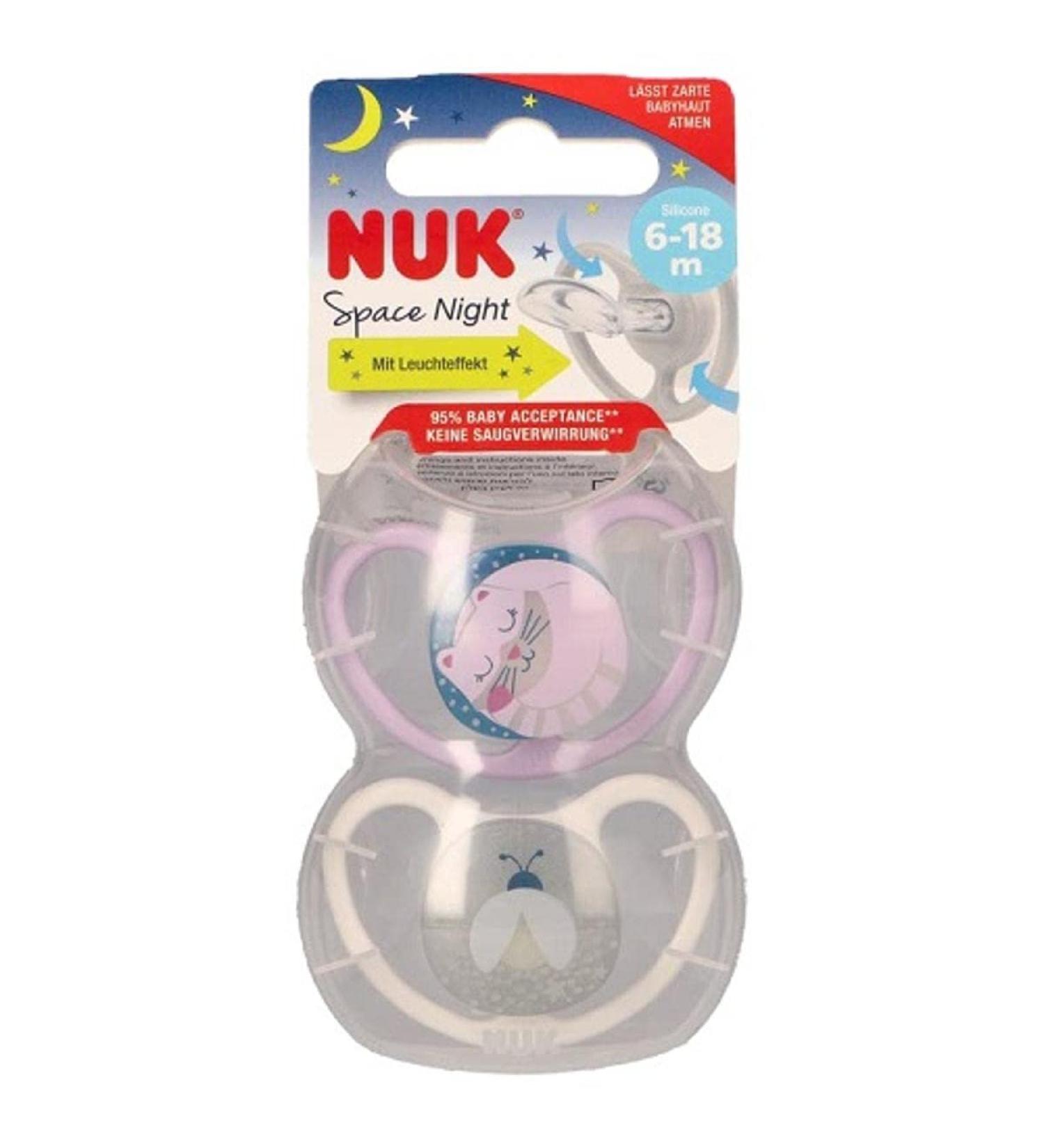 NUK Space Night Pacifier Size 2 Pack of 2