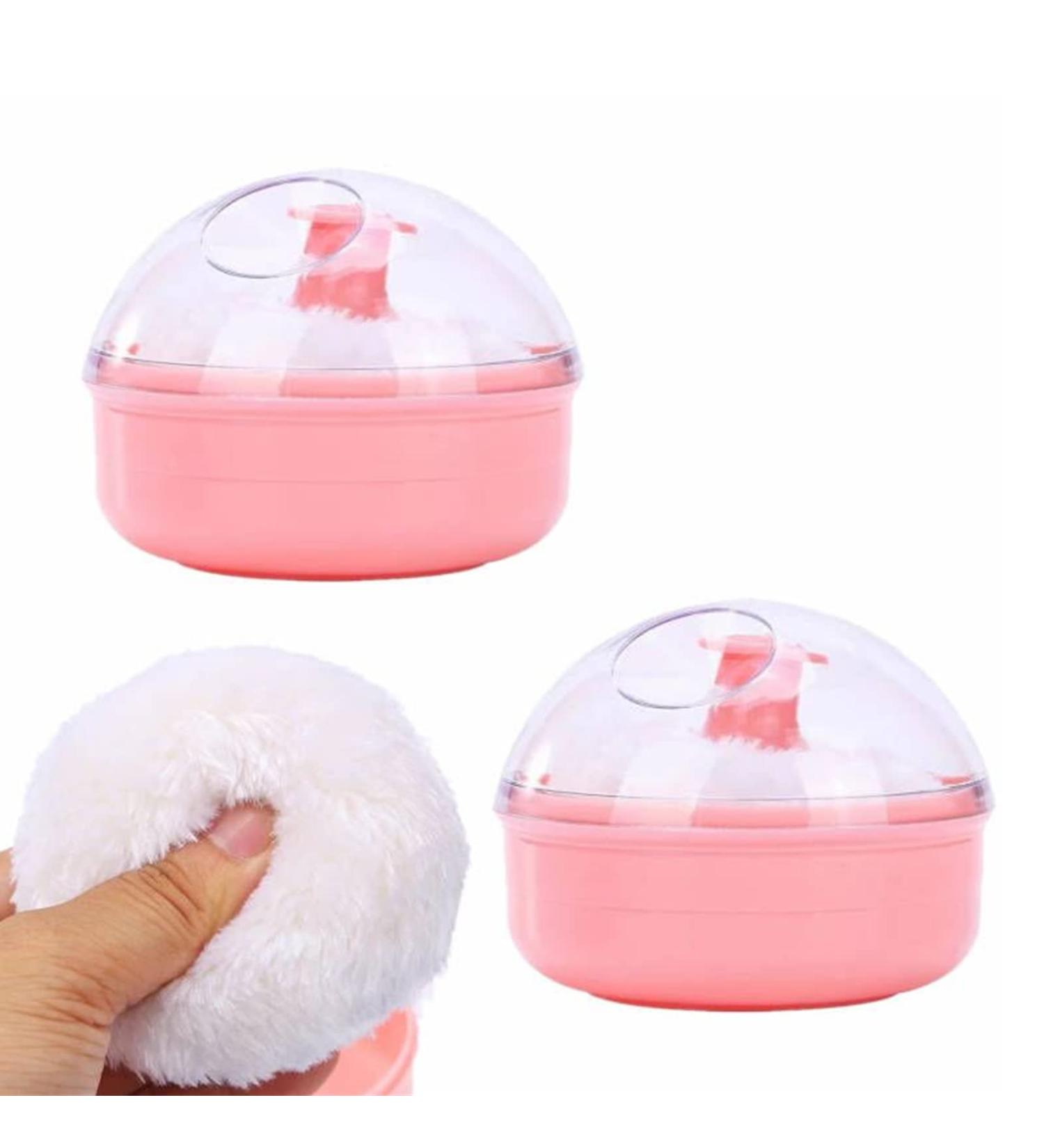 Powder Puff Box Set - 2 Pink Body Powder Containers with Puffs for Baby Women & Girls | Perfect for Gentle Application - Buy Online on GoSupps.com