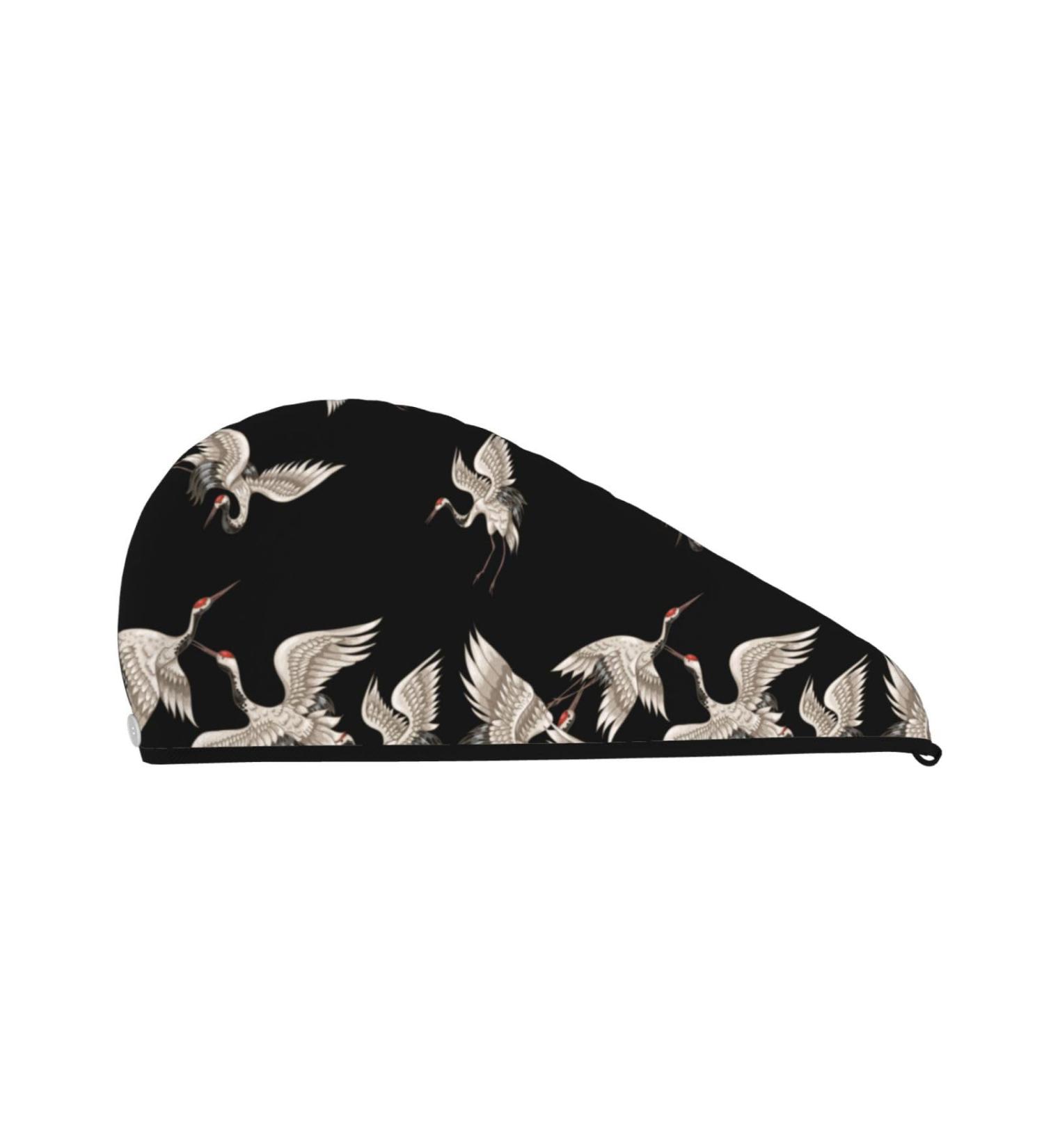 Japanese White Cranes Microfiber Hair Towel - Soft Super Absorbent Quick Dry Wrap for Long Curly & Thick Hair | Coral Velvet Perfect for Women - Buy Online on GoSupps.com