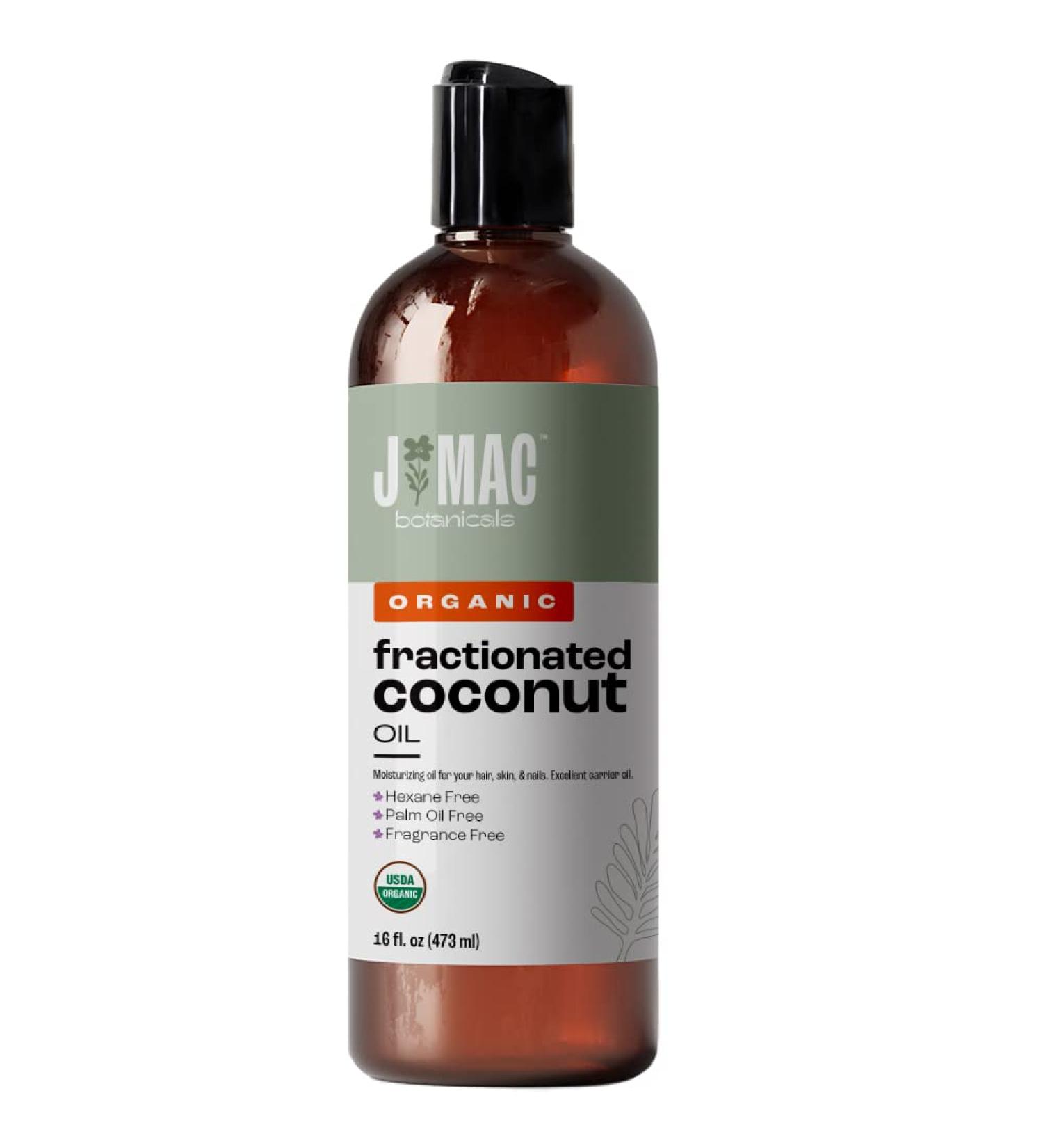 J MAC BOTANICALS Organic Fractionated Coconut Oil (16 oz) - Essential Oil Carrier for Hair, Skin & Aromatherapy - Buy Online on GoSupps.com
