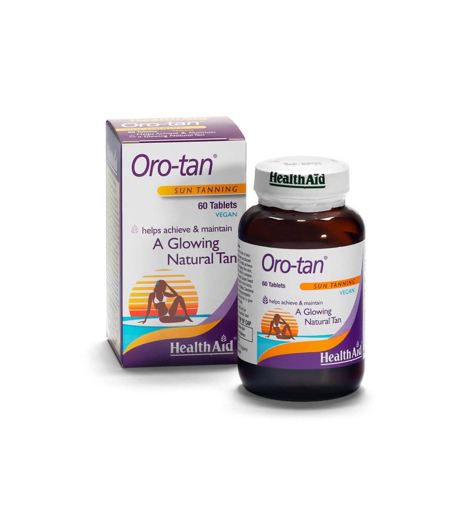 HealthAid OroTan Sun Tanning Tablets - Natural Tan Enhancer - 60 Tablets - Buy Online on GoSupps.com