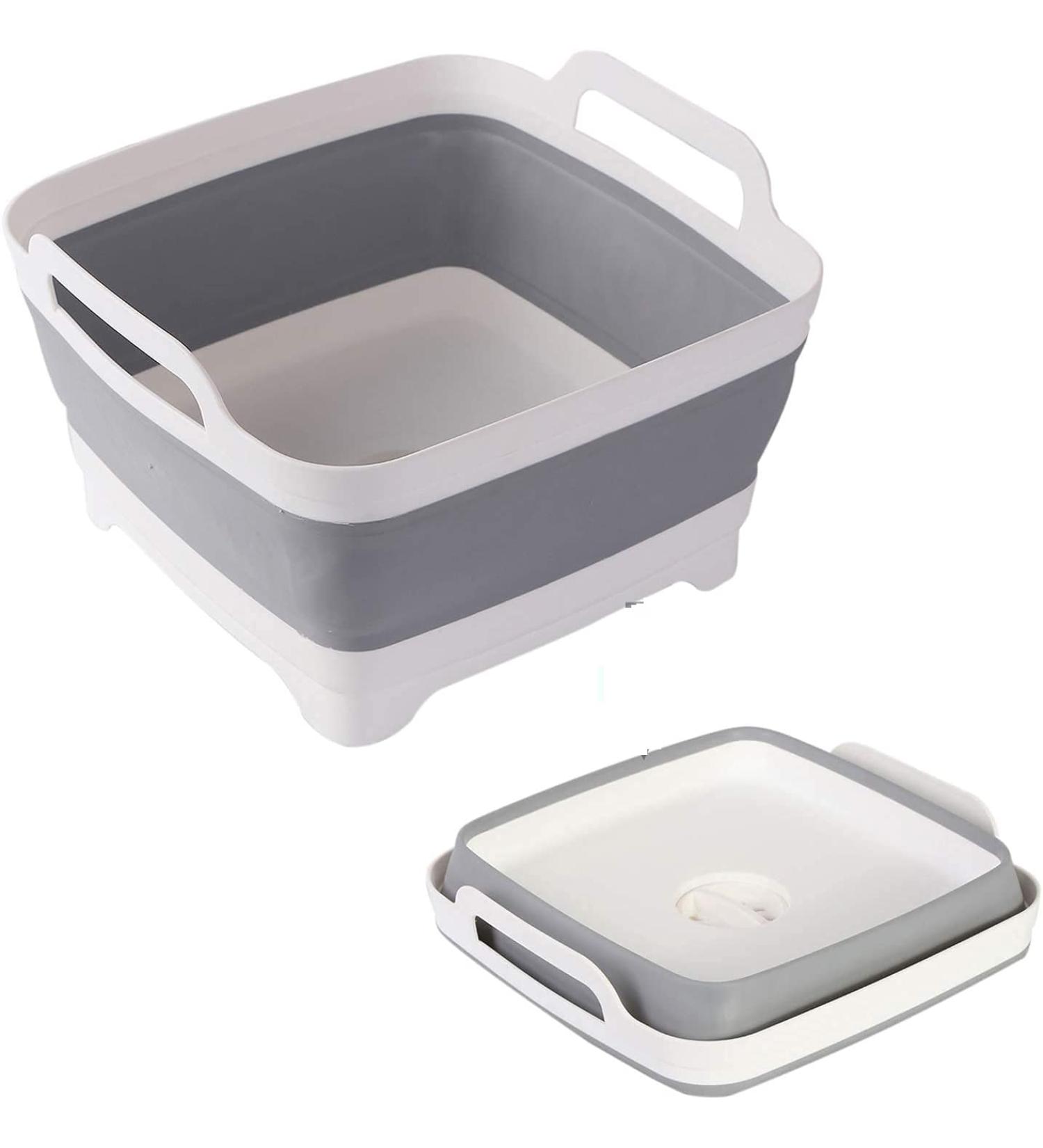 Dish Basin Collapsible with Drain Plug Carry Handles Foldable Sink Tub Dish Wash Basin Portable Dish Tub Collapsible Dishpan for Camping Dish Washing Tub and RV Sink (9.3L Capacity) (Grey) - Buy Online on GoSupps.com