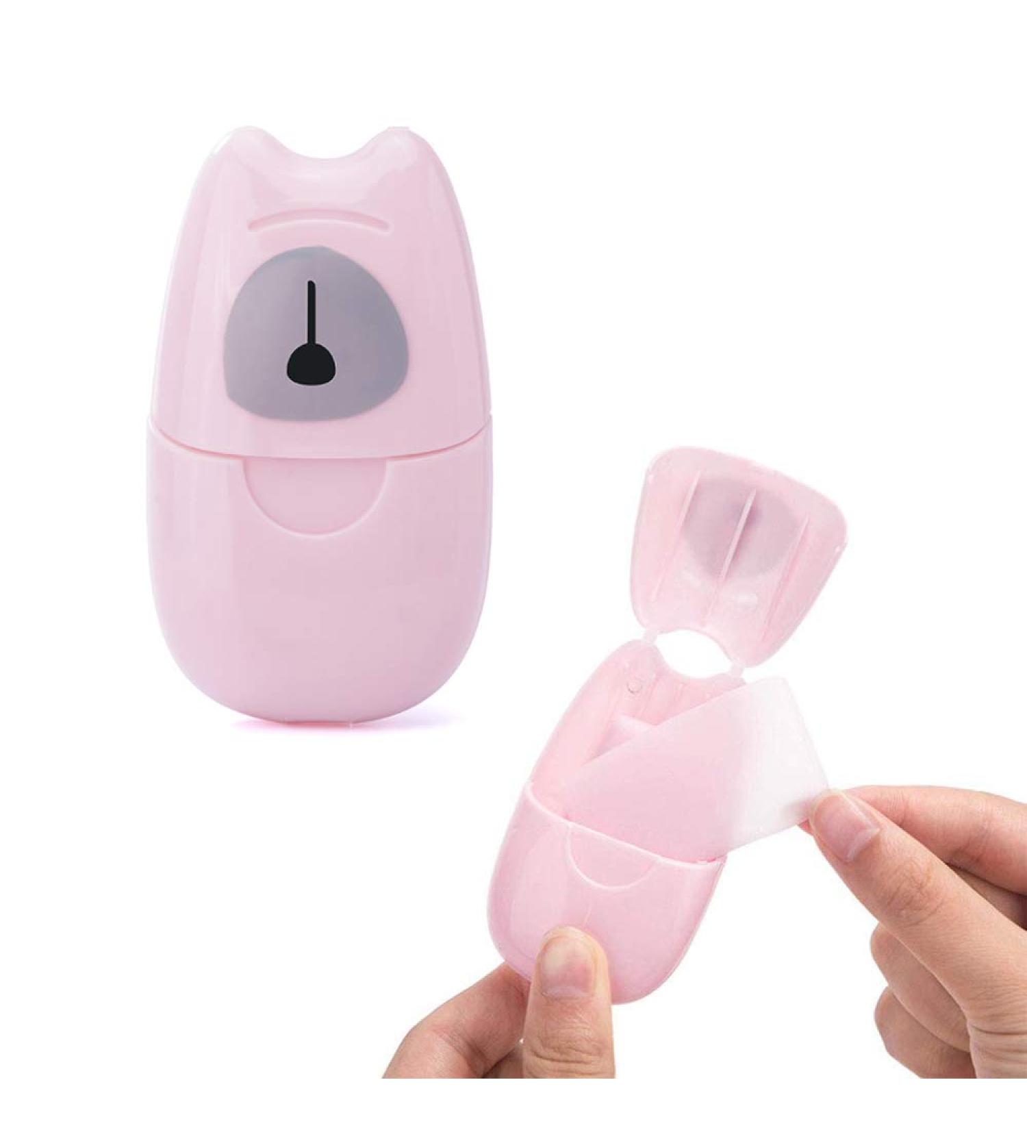 KISEER Mini Travel Soap Paper Sheets - 50 Scented Disposable Hand Wash Sheets (Pink) for Camping & Outdoor Use - Buy Online on GoSupps.com