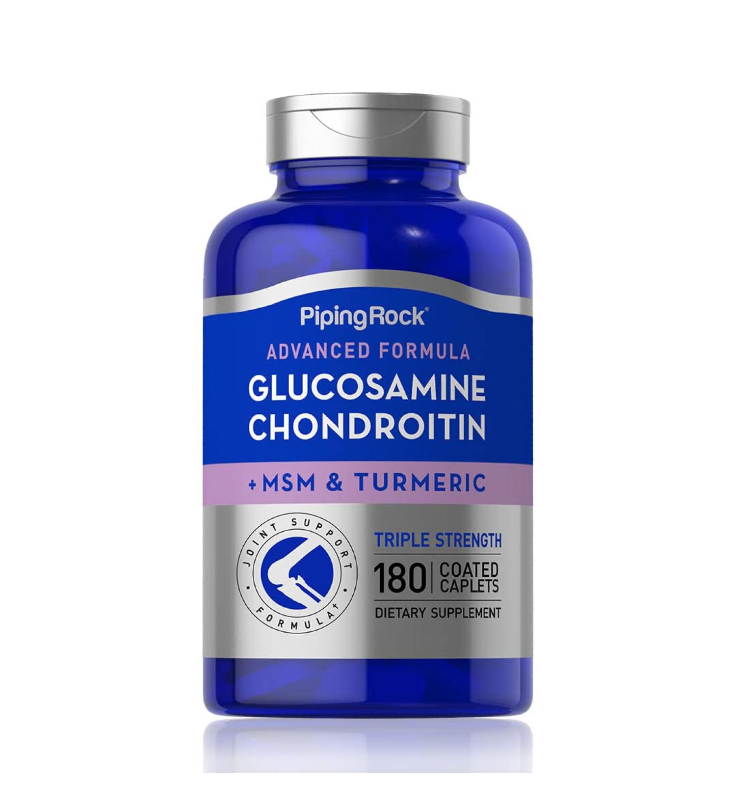Piping Rock Glucosamine Chondroitin MSM Turmeric | 180 Caplets | Triple Strength | Advanced Supplement | Non-GMO Gluten Free - Buy Online on GoSupps.com
