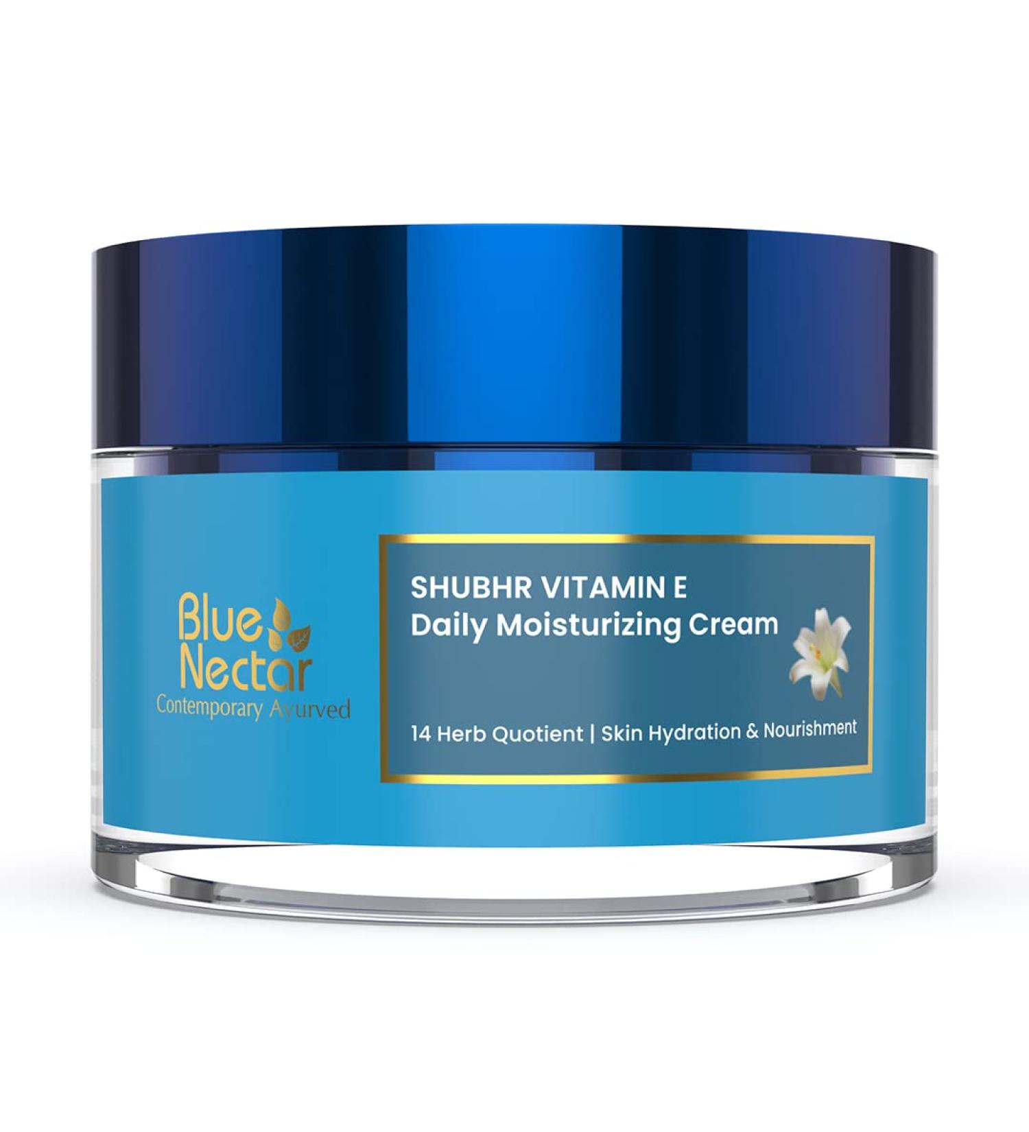 Blue Nectar Moisturizer Face Cream for Women | Natural Wrinkle Cream with Plant-Based Vitamin E & Almond Oil | 14 Herbs for Dry Skin (1.7 Oz - Buy Online on GoSupps.com