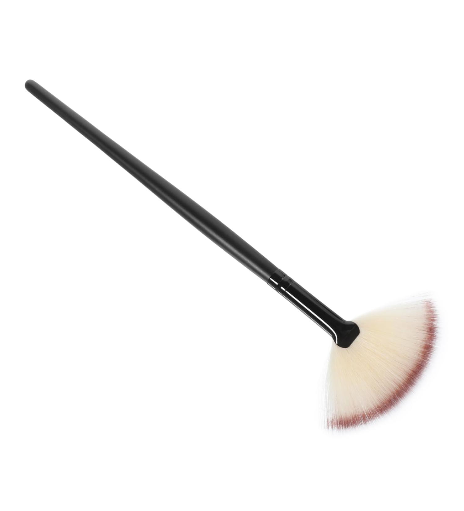 Highlighter Brush - Fan Shaped Makeup Brush with Wooden Handle for Liquid Blush Foundation and Face Powder - Perfect for Flawless Blending - Buy Online on GoSupps.com
