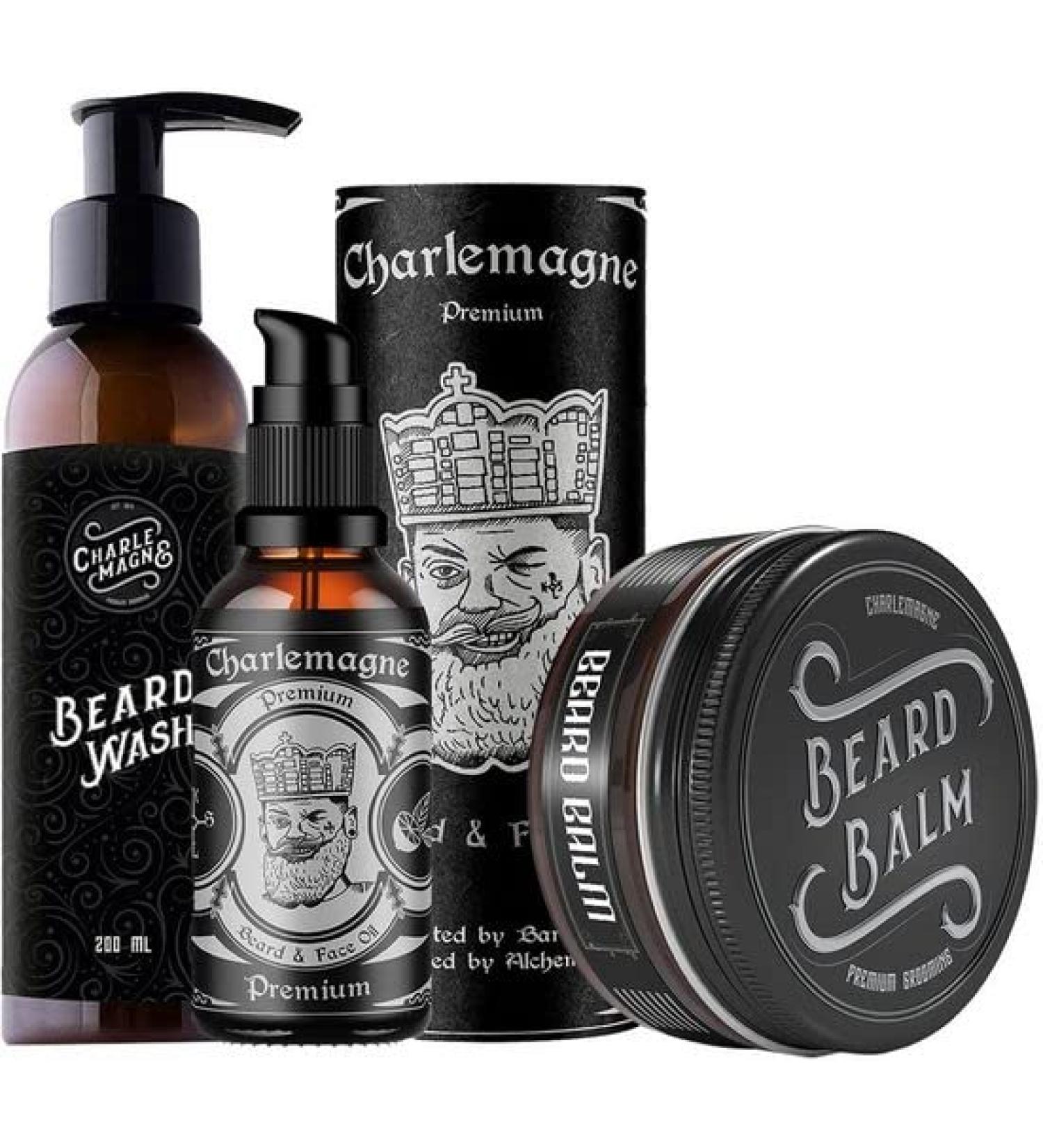 Charlemagne Bartpflege Set | Beard Oil Shampoo & Balm - Perfect Gift for Men - Premium Grooming Set - Buy Online on GoSupps.com