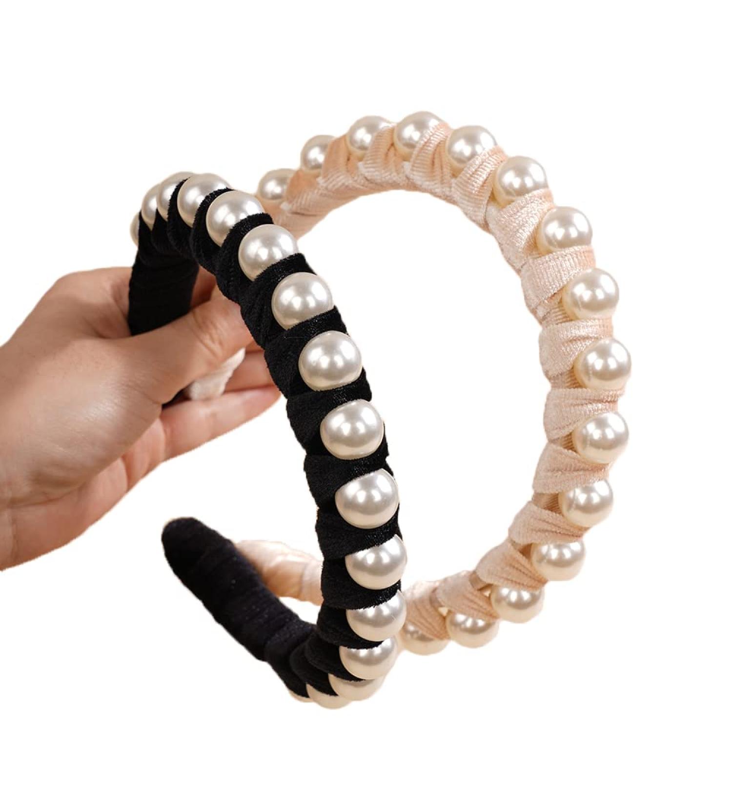 Wiwpar Black Velvet Pearl Headband - Elegant Hair Hoop for Women & Girls - Buy Online on GoSupps.com