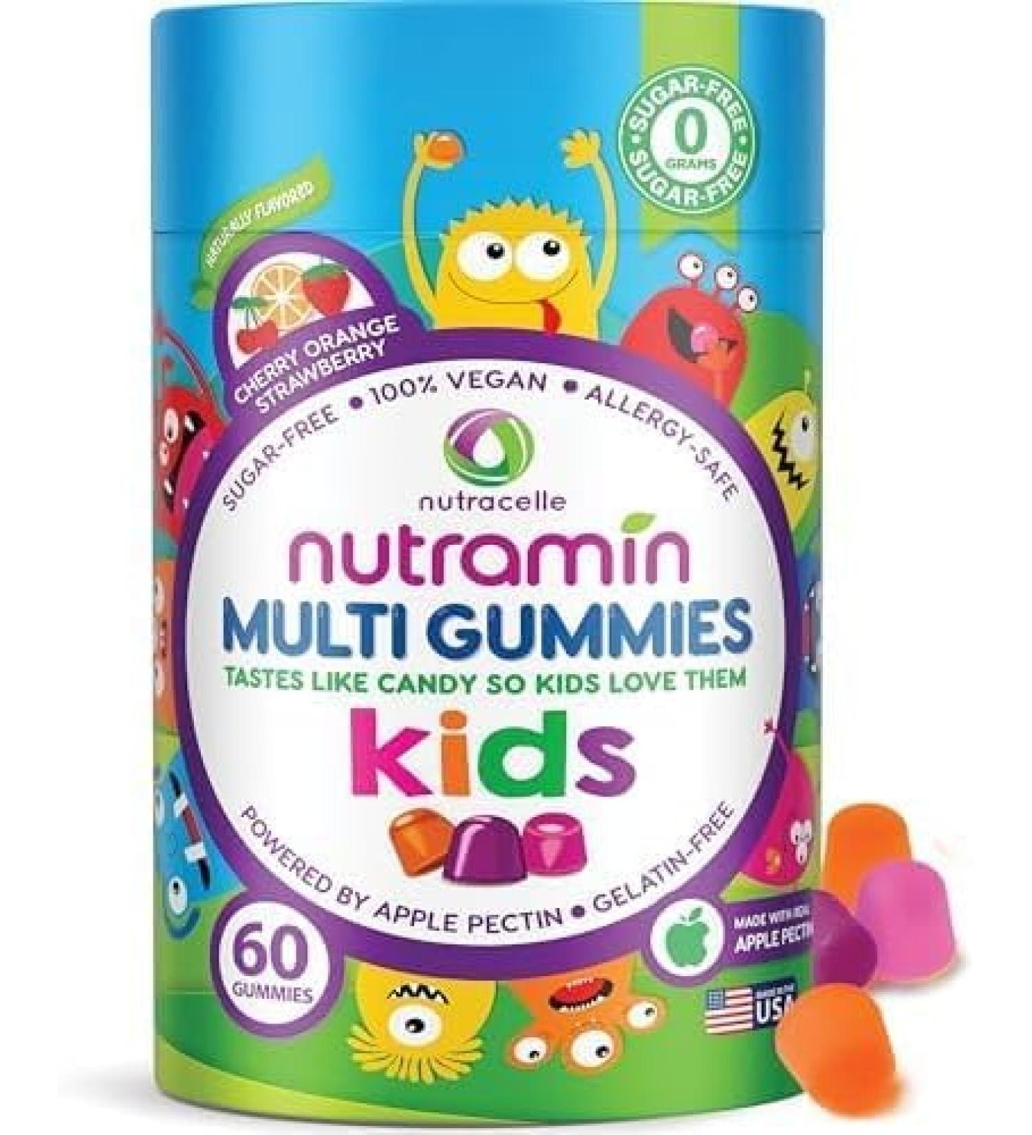 Nutracelle NUTRAMIN Sugar-Free Allergen-Free 100% Vegan Gummy Multivitamins for Kids - Great Tasting Natural Gummies Your Kids Will Love - 60 Count Bottle 60 Count (Pack of 1) - Buy Online on GoSupps.com