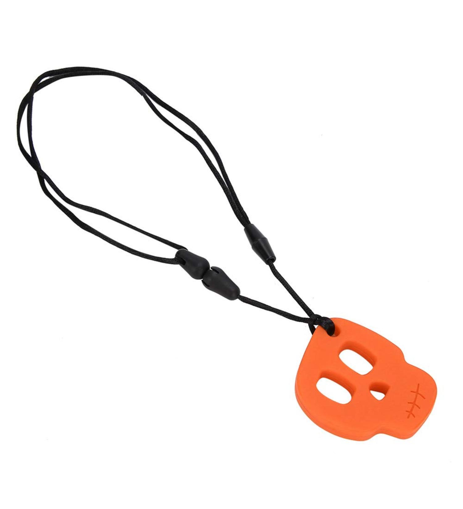 Heat Resistant Chew Teething Necklace | Durable Orange Skull Teether | Stress Relief Toy for Babies - Buy Online on GoSupps.com