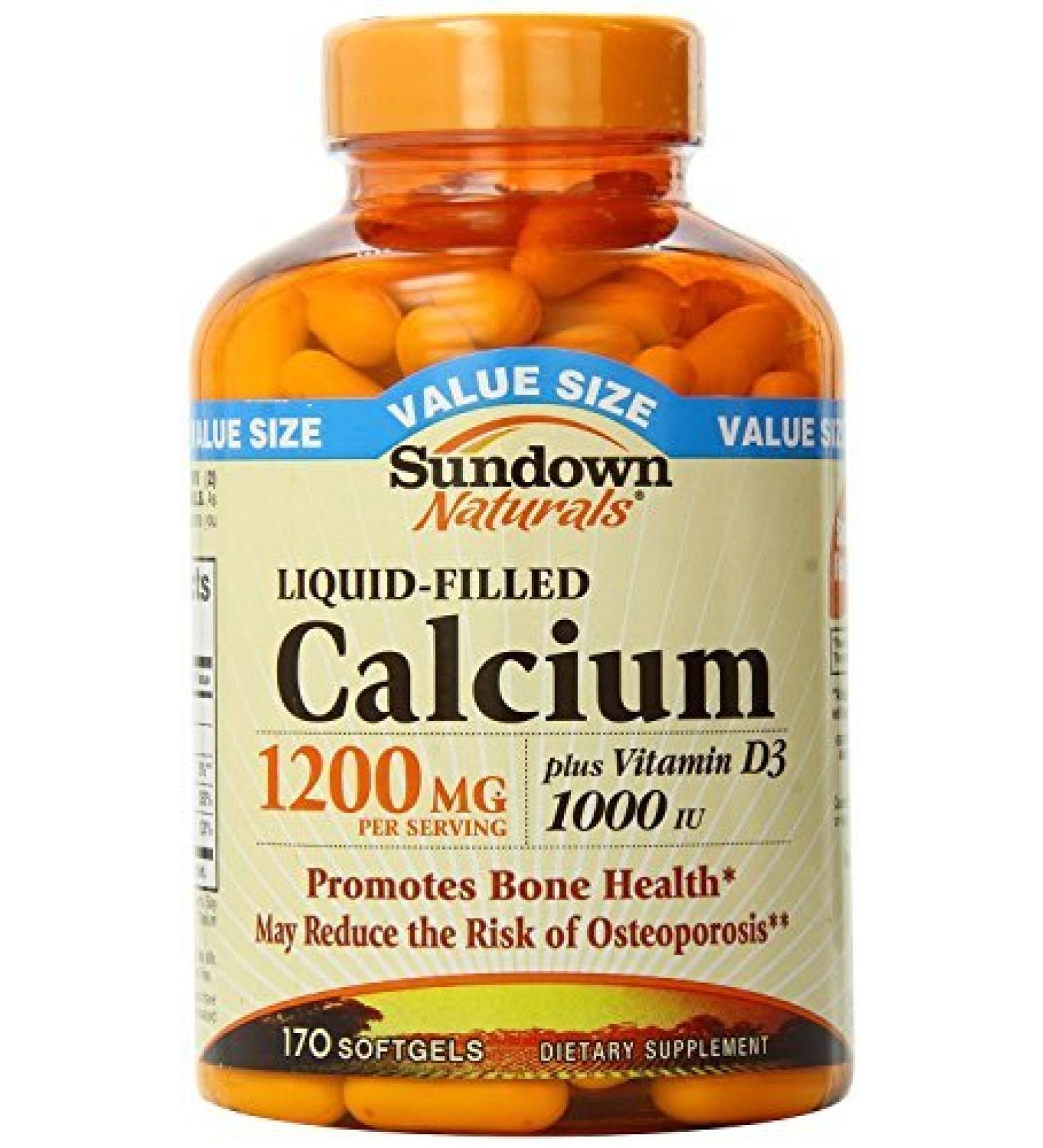 Sundown Calcium Plus D3 1200 mg Liquid-Filled 170 Softgels by Sundown Naturals