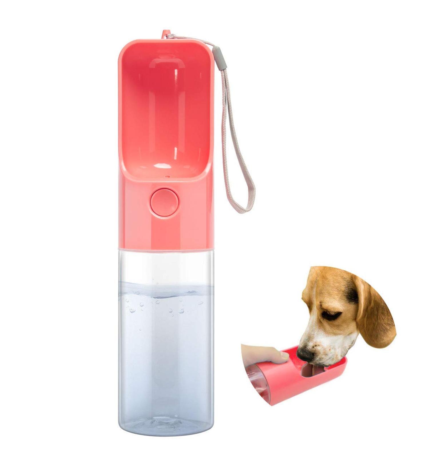 Esing Portable Dog Water Bottle Dispenser 15oz Pink - Travel Pet Drinking Cup - Buy Online on GoSupps.com