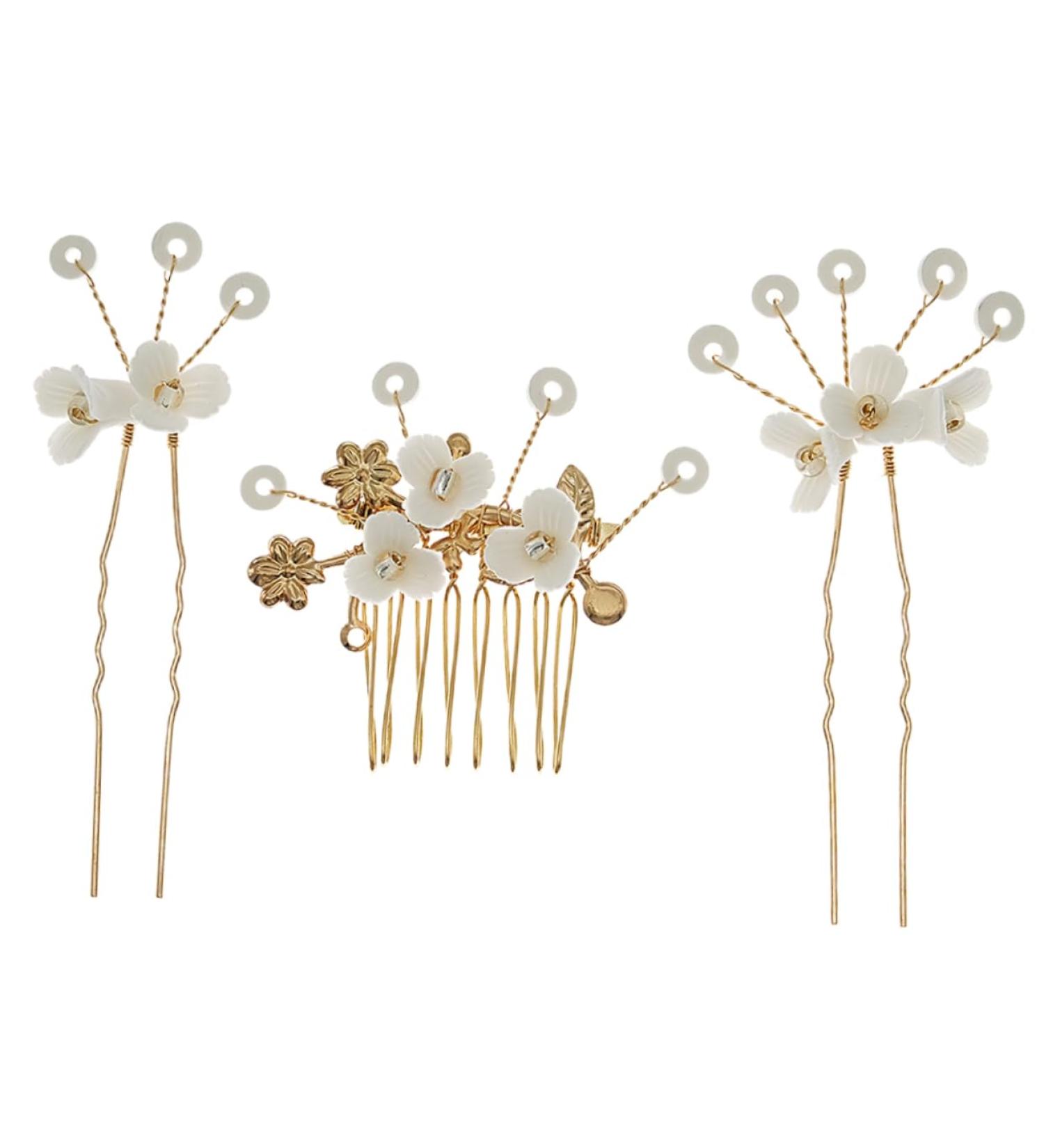 Ipetboom 1 Set Bridal Hairpin Compost Bucket with Lid Japanese Hair Pin Hair Comb Japanese Chopsticks Headpiece for Bride Hair Decorations Alloy European and American Women's Ceramic Flower - Buy Online on GoSupps.com
