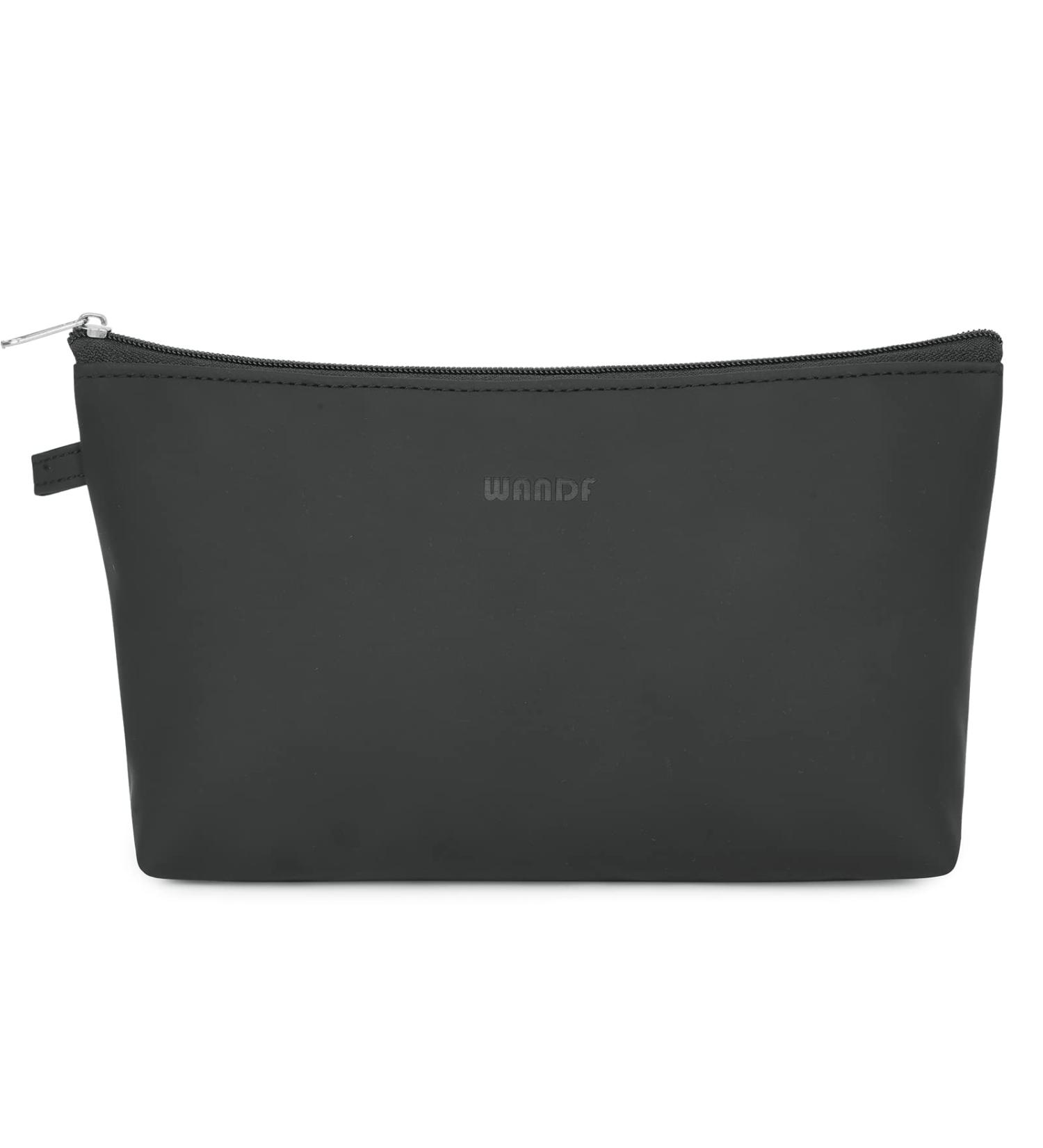 WANDF Pure Black Mini Makeup Bag Organizer - Water Resistant Cosmetic Pouch for Women, Ideal Girls Gift - Buy Online on GoSupps.com