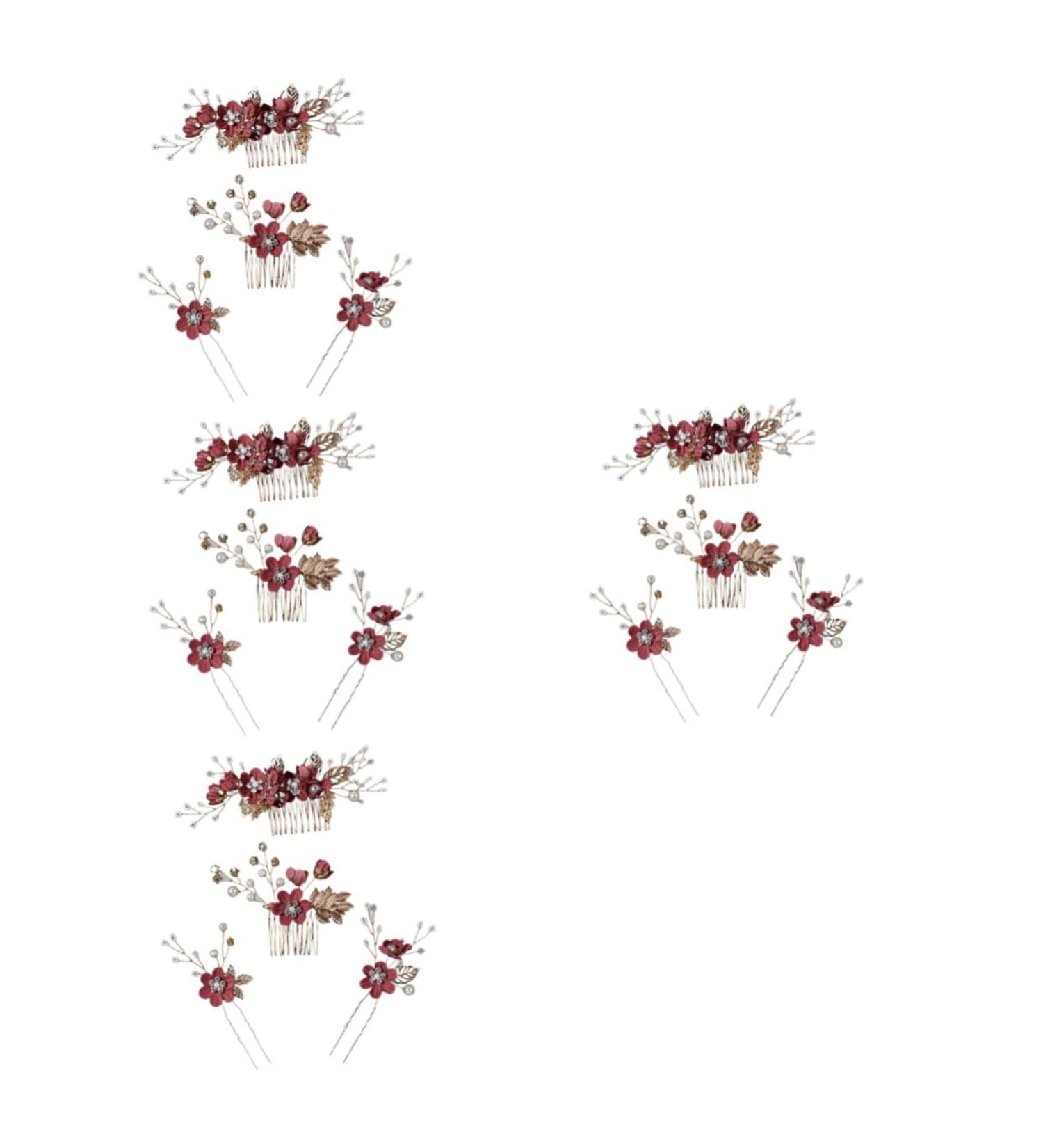 Angoily 4 Sets Hairpin Wedding Decorations for Ceremony Bridal Hair Combs Bridal Headpieces for Wedding Pee Guard for Toilet Chinese Decor Hair Clips Flower Pearl Delicate Zinc Alloy Bride - Buy Online on GoSupps.com