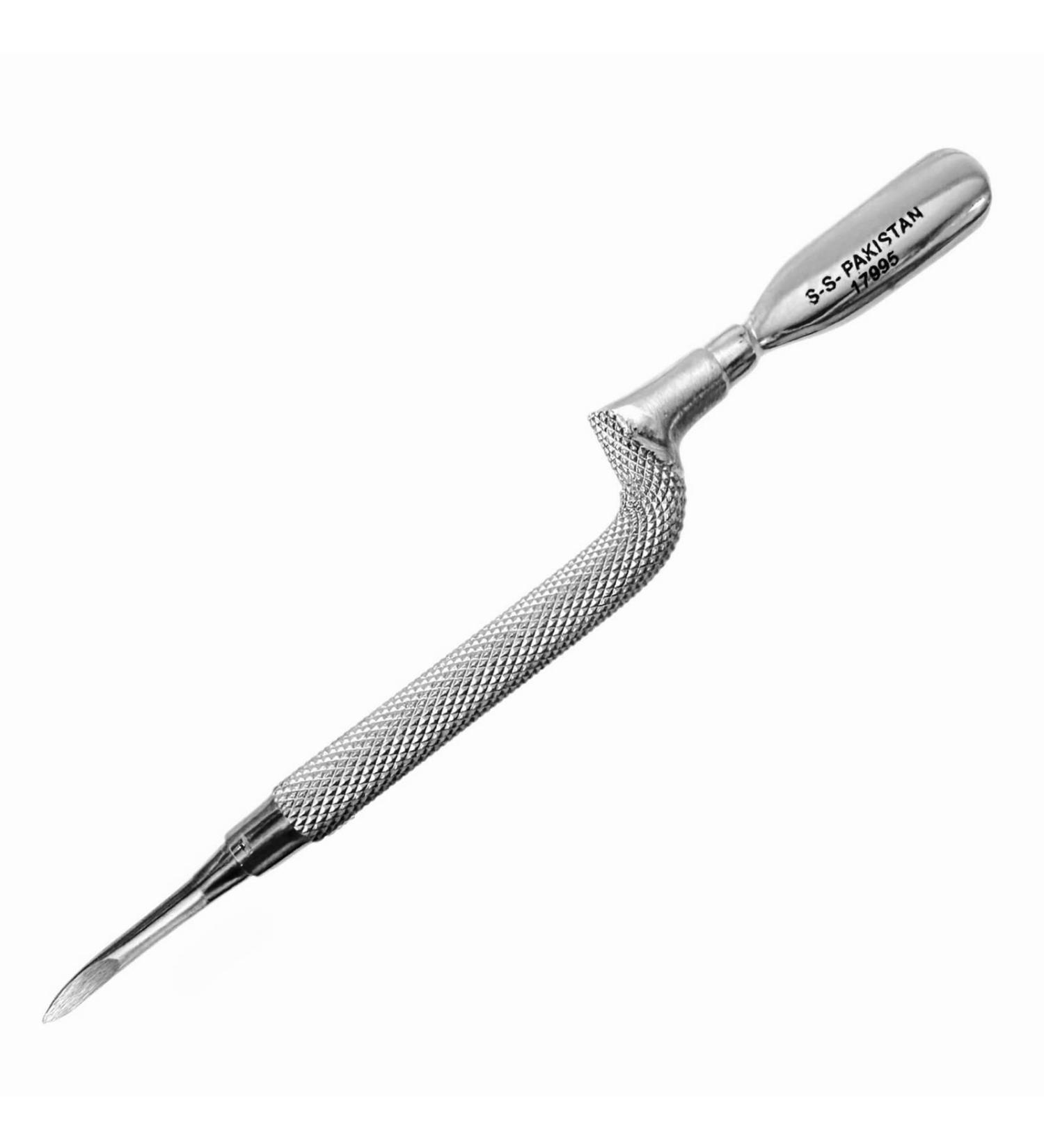 Comfort Hold Ergonomic Curved Cuticle Pusher Tool | Heavy Duty Double Ended Cleaner | Premium Pakistan Stainless Steel - Buy Online on GoSupps.com