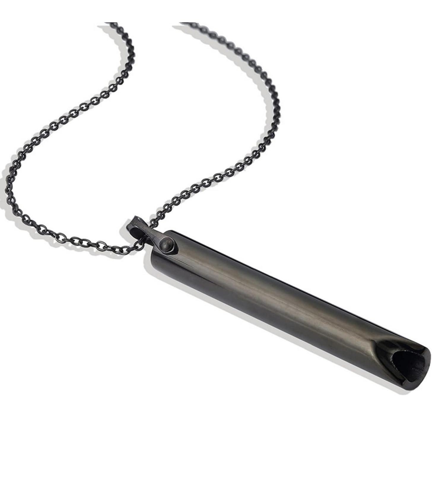 Breathing Necklace Anxiety Relief Necklace Unisex Fashionable Stainless Steel Stress Relief Necklace for Anxiety Relaxation Meditation Calming Down Panic Attack Relief (Black) - Buy Online on GoSupps.com