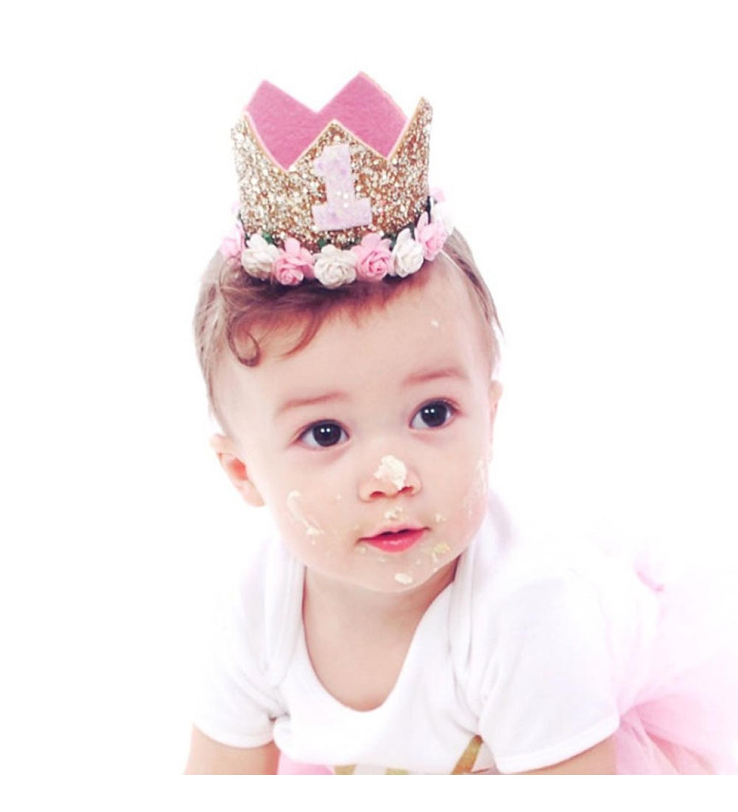 Bodhi2000 Baby Toddler Birthday Hairband | Sequin Flower Crown Headwear - Pink One Size - Buy Online on GoSupps.com