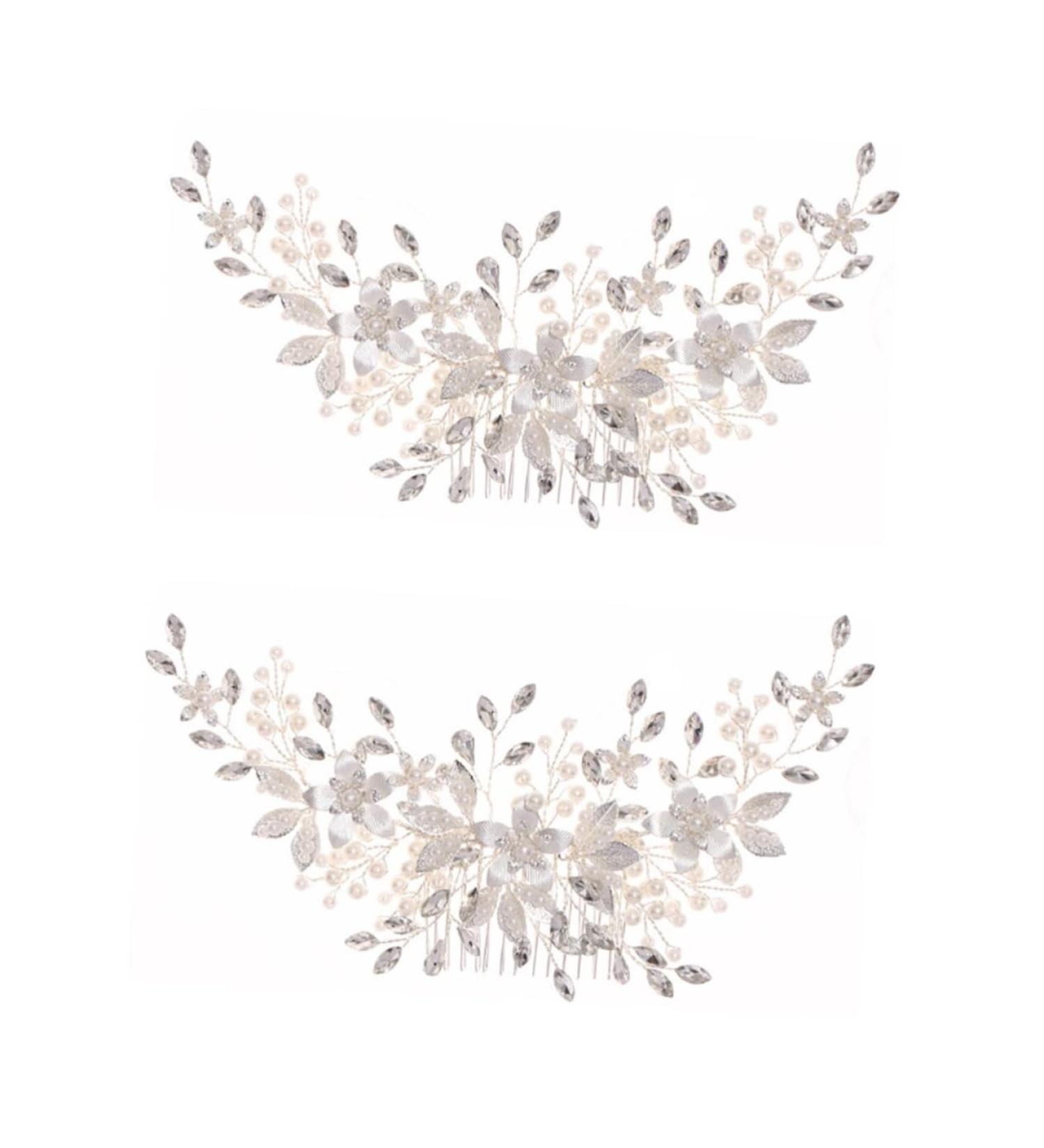 FRCOLOR Set of 2 Alloy Pearl Hair Comb Hair Accessories Bridal Veil Comb Pearl Jewellery Tiara Headwear for Bridal Headpiece Beads Manual Decorate Iron Wire - Buy Online on GoSupps.com