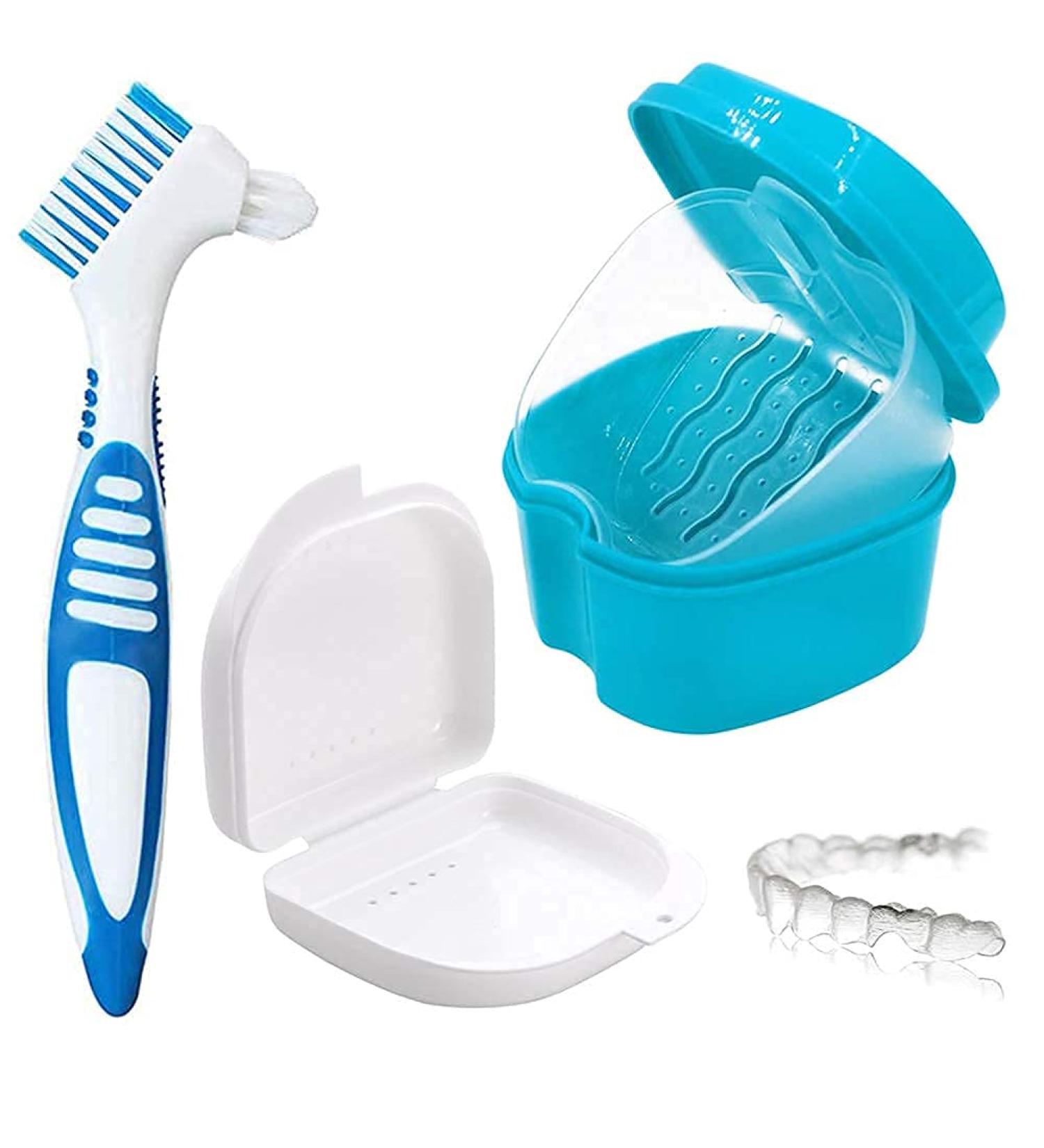 Premium Storage Box for Prostheses & Sanitary Needs | Orthodontic Box & Travel Storage Solution with Cleaning Brush - Buy Online on GoSupps.com