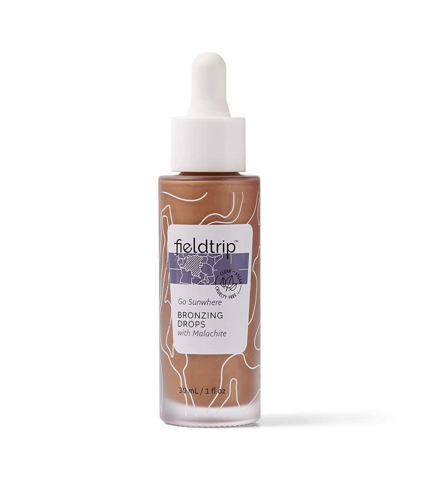 Fieldtrip Go Sunwhere Bronzing Drops with Malachite - Clean Vegan & Cruelty-Free Skincare - 1oz - Buy Online on GoSupps.com