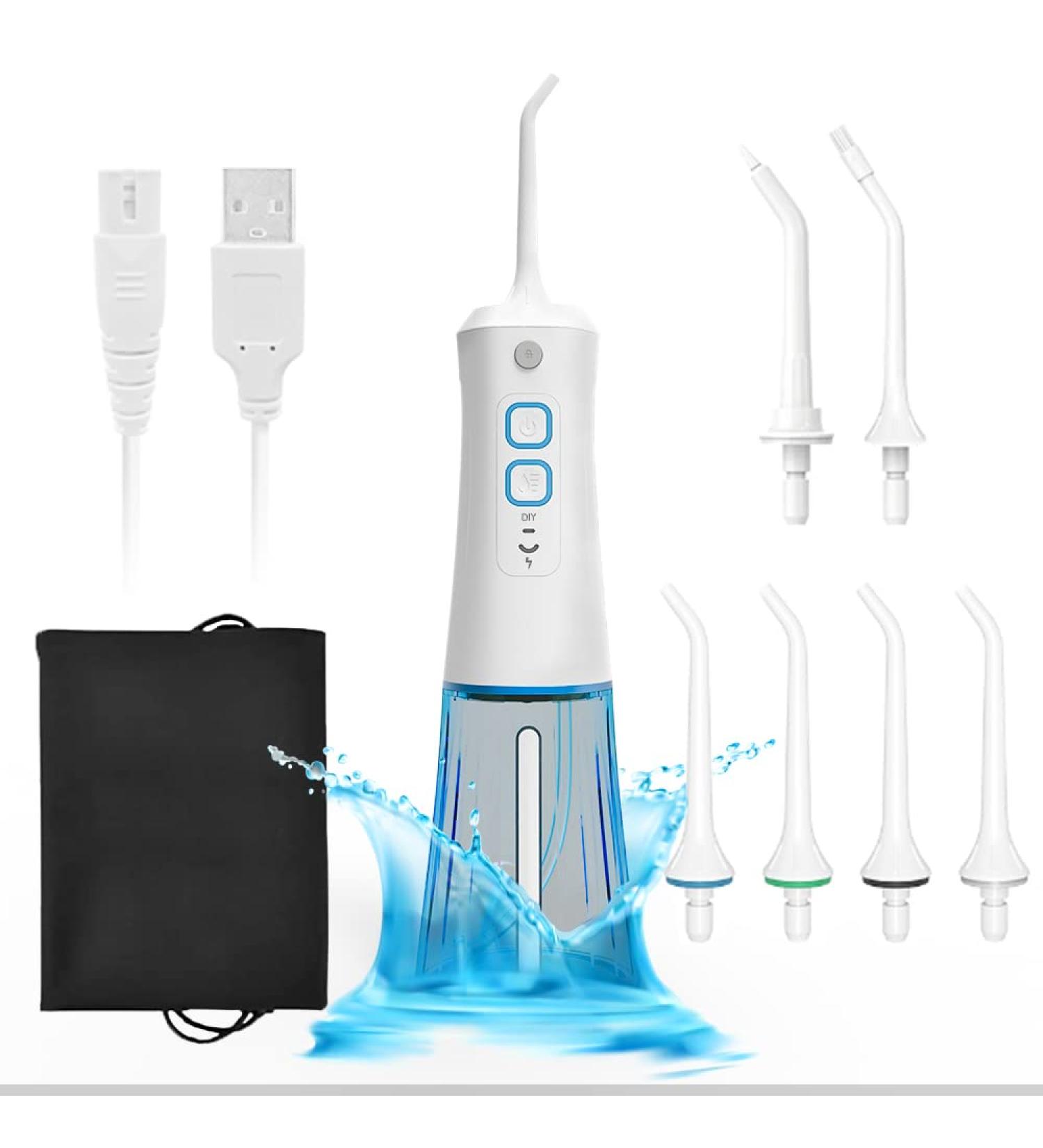Homweeling Cordless Water Flosser with DIY Mode, 6 Jet Tips, USB Rechargeable - Portable Oral Irrigator for Electric Teeth Cleaning - IPX7 Waterproof, Ideal for Braces - Home & Travel Use - Buy Online on GoSupps.com