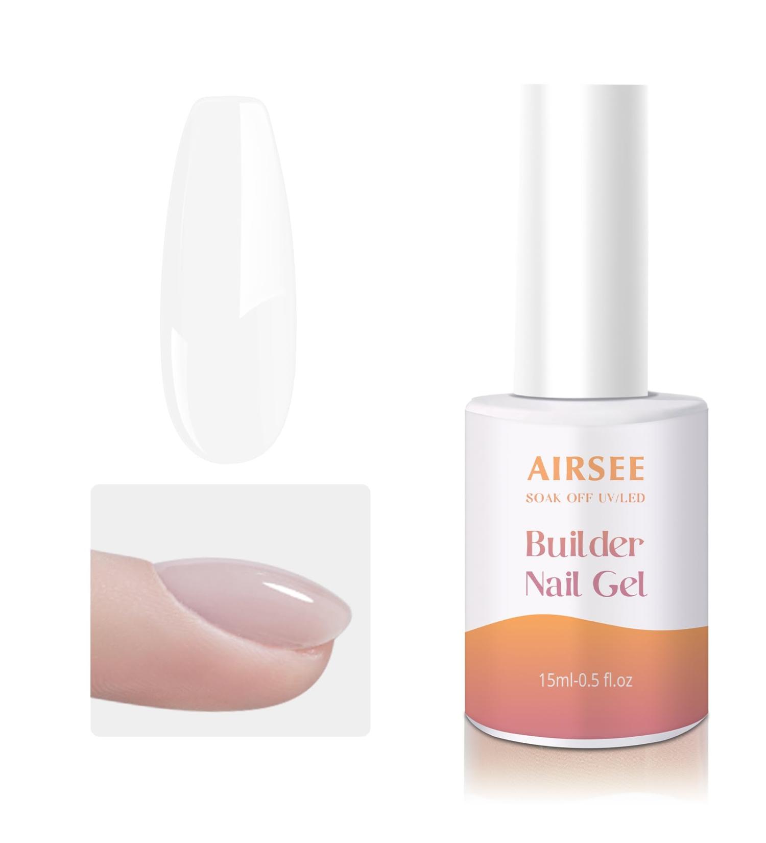 AIRSEE Builder Gel for Nails - 15ml Nail Strengthener Long Lasting UV Soak Off Base Gel Clear Nail Extension & Rhinestone Glue for DIY Manicure - Buy Online on GoSupps.com