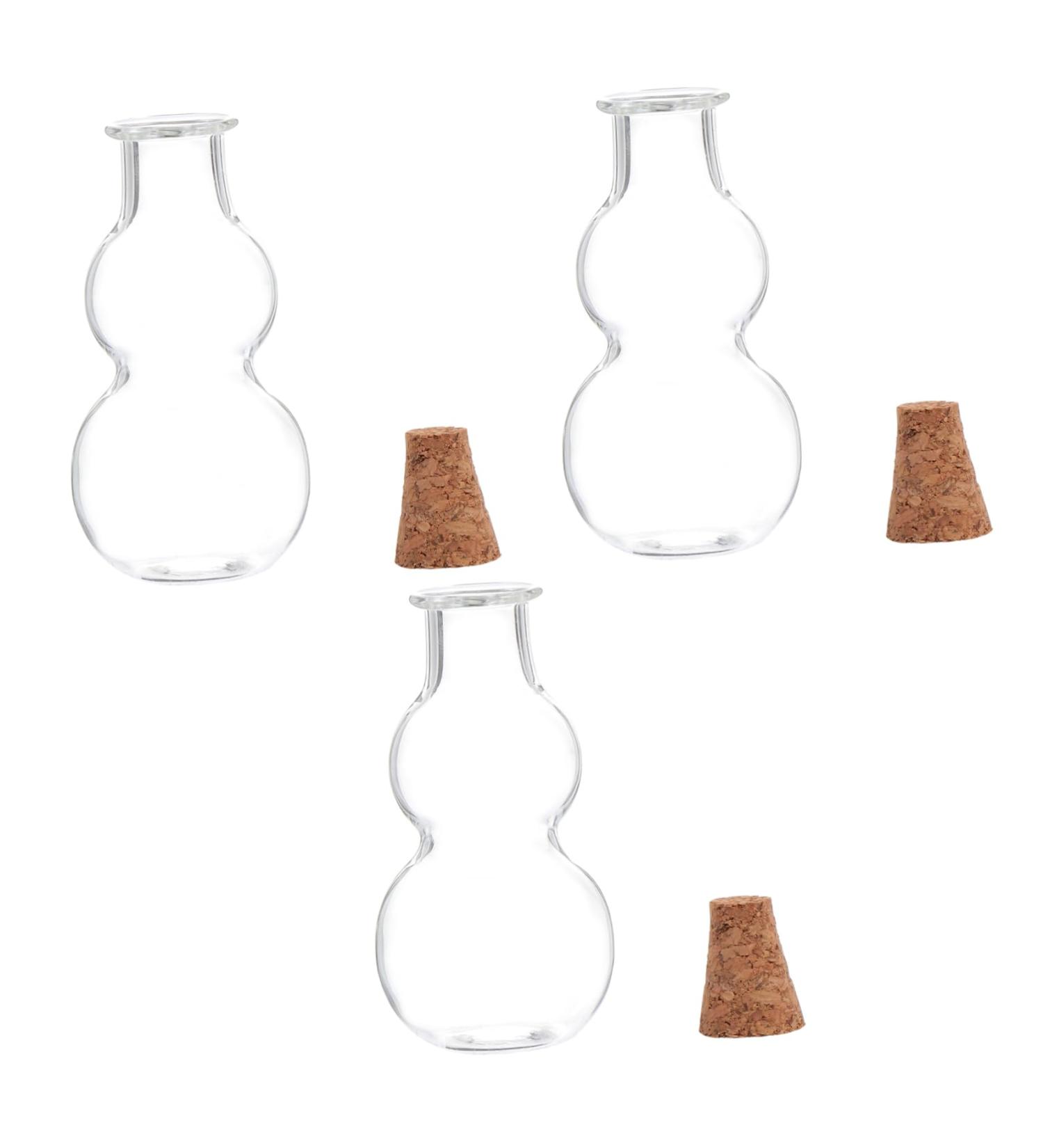 Zerodeko Glass Jar 3pcs Wishing Bottle Glass Wooden Accessories Bed Room Decor Transparent 3.8X2.cm - Buy Online on GoSupps.com