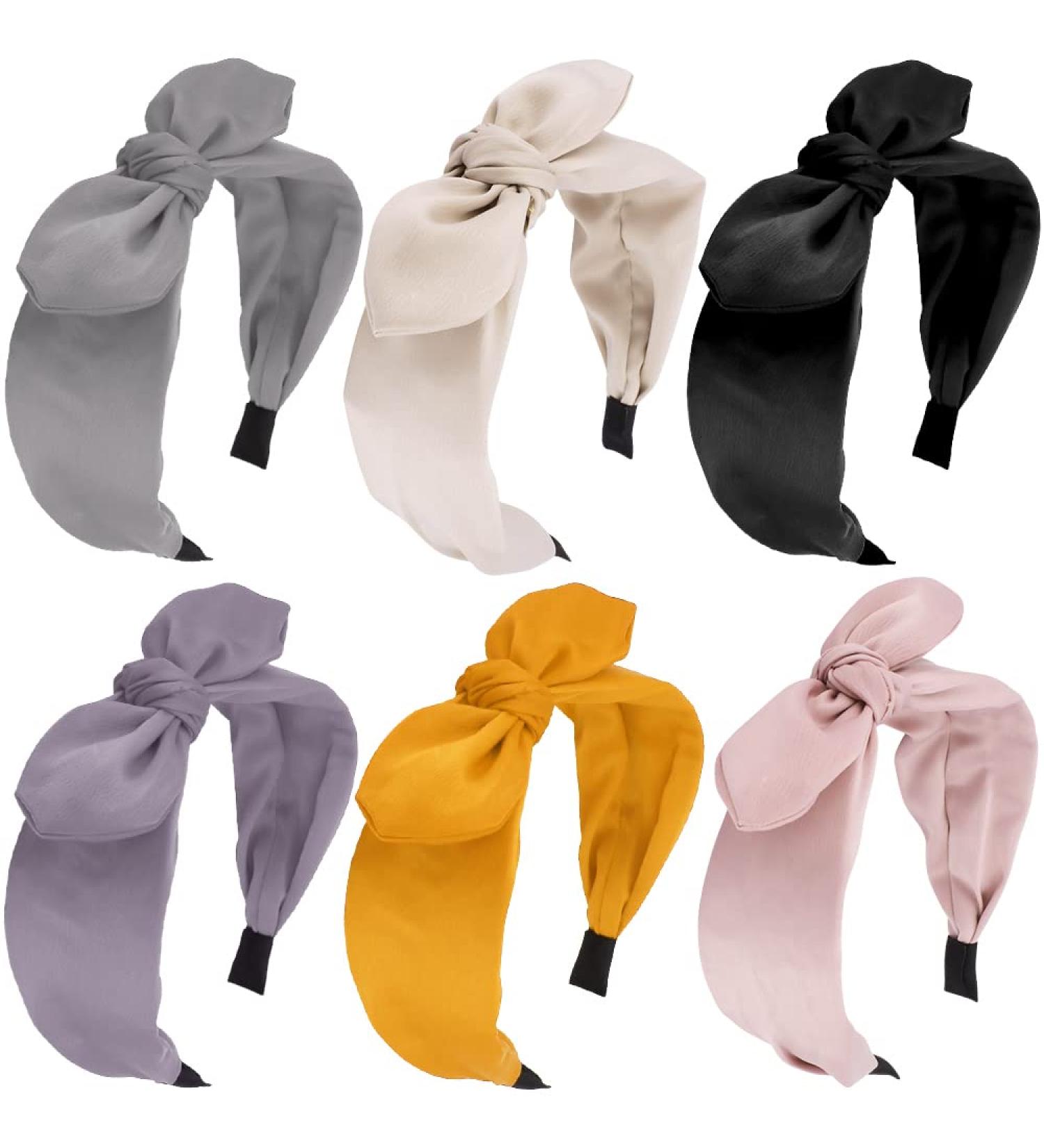 4 Pack Wide Plain Knot Headbands for Women | Soft Turban Hair Bands in Pink, Black, Yellow - Buy Online on GoSupps.com