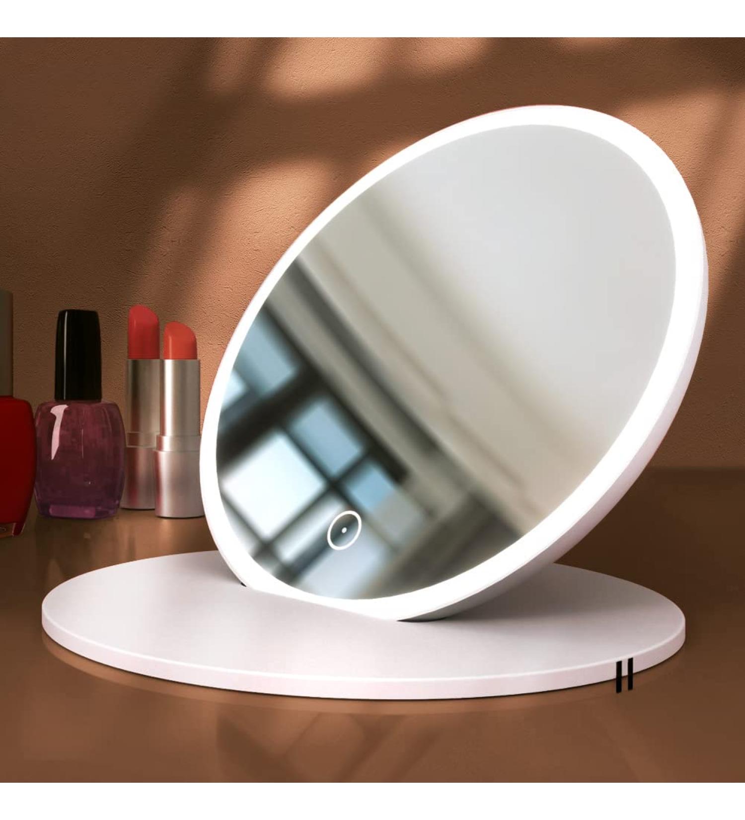 GANPE LED Makeup Mirror with Lights | 3 Color Modes | Touch Control | 2.5X Magnifying | Portable Rechargeable | White - Buy Online on GoSupps.com