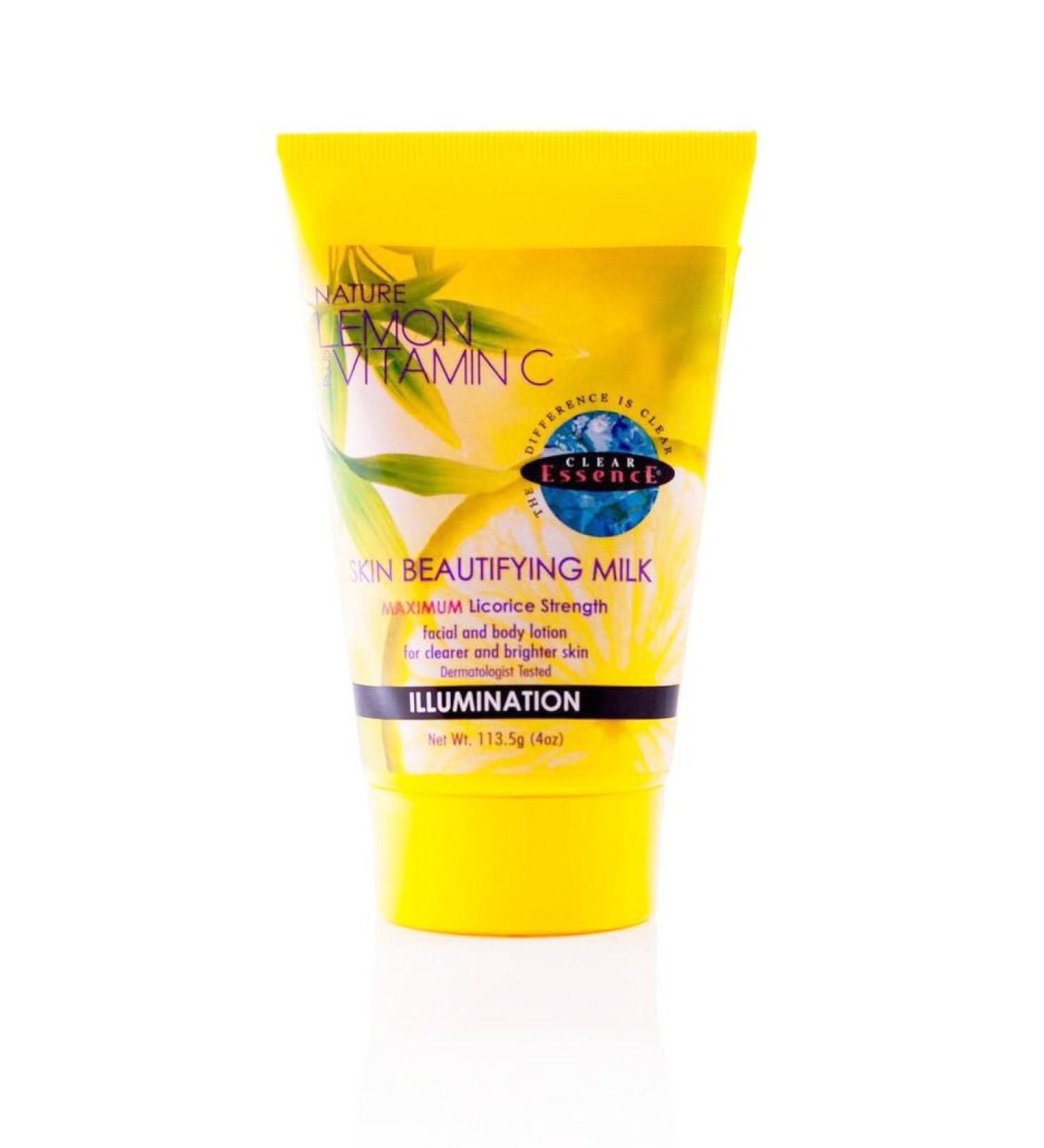 Clear Essence Lemon Plus Vitamin C Skin Beautifying Milk Lemon 4oz with Free Cosmetics Sponge