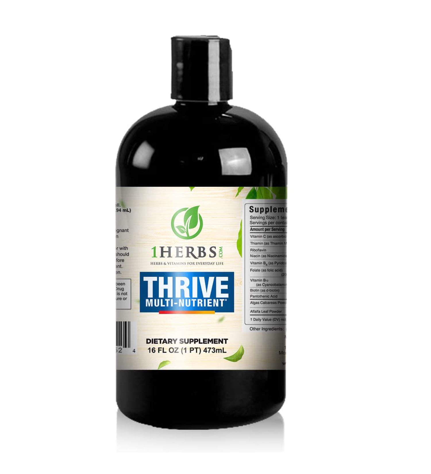 Thrive Multi-Nutrient Liquid - Alcohol Free Daily Multivitamin with Liquid Vitamin C and Vitamin B Complex  Vital Nutrients for Immune Support Brain Support and Hair Skin Nails Vitamins 16 Fl Oz