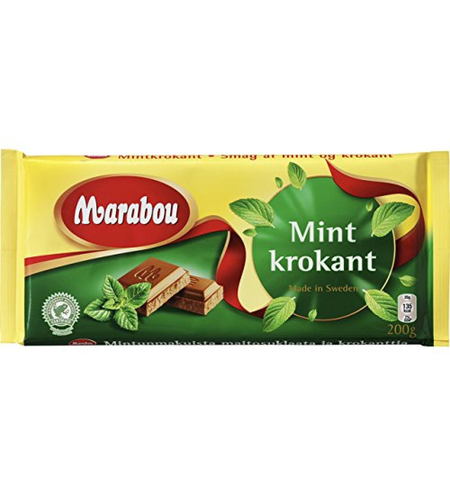 Marabou Marabou Milk Chocolate with Mint Crisp 200g