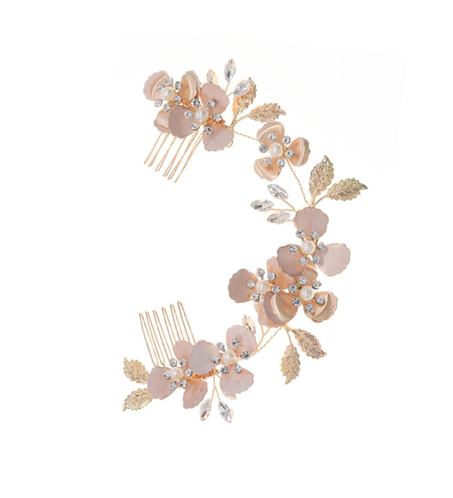 Ipetboom Pearl Rhinestone Couple Combs Tiara Hair Ribbons Clear Handbag Pearl Hair Comb Crystal Headpiece Women Hair Comb Hairband Bride Hair Comb Headband Hair Accessory Miss The Flowers - Buy Online on GoSupps.com