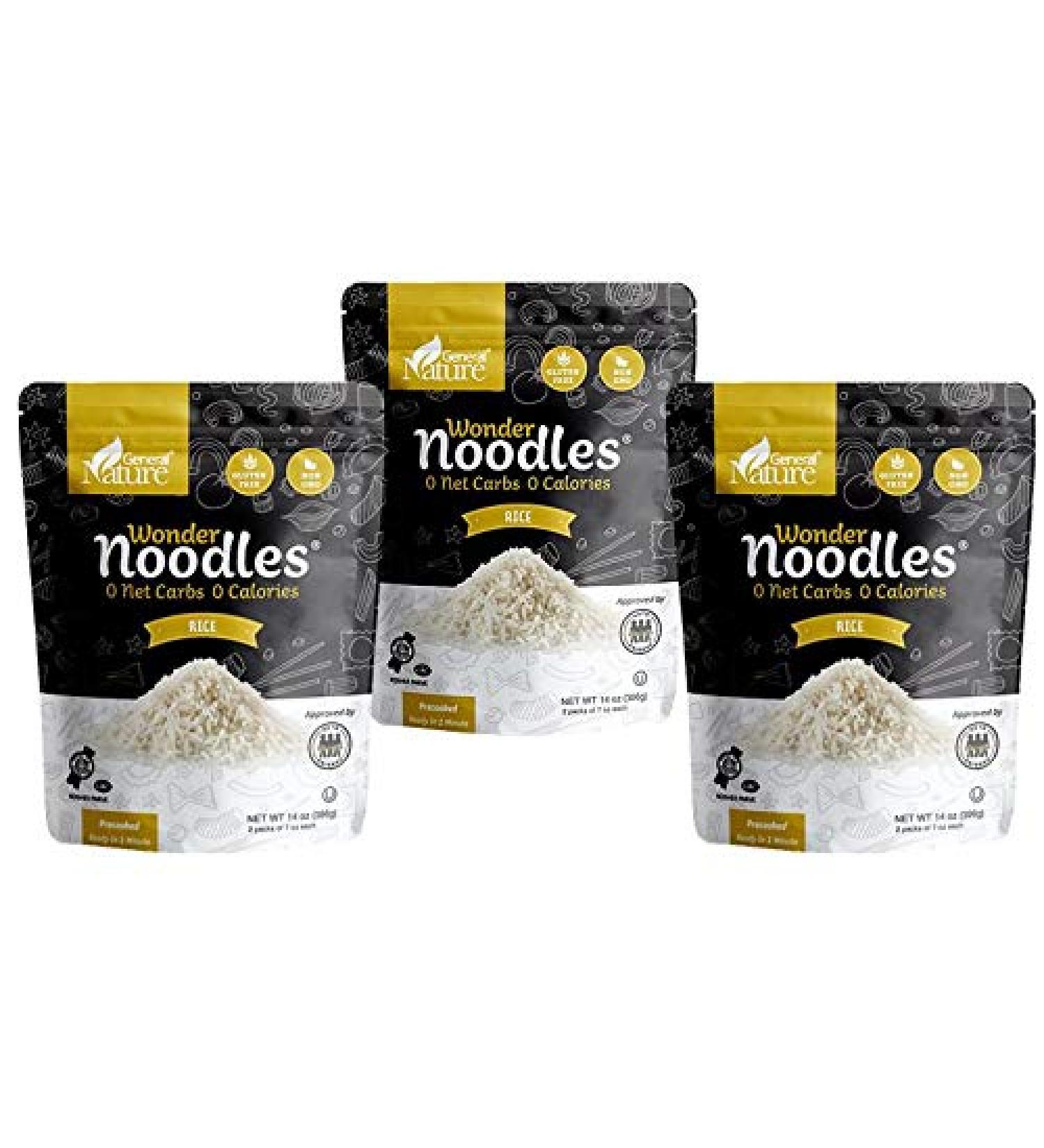 Wonder Noodles - Carb-Free Rice Alternative - Keto, Gluten-Free, Vegan - Zero Calories - Ready to Eat (3 Pack, 6 Inner Packs) - Buy Online on GoSupps.com