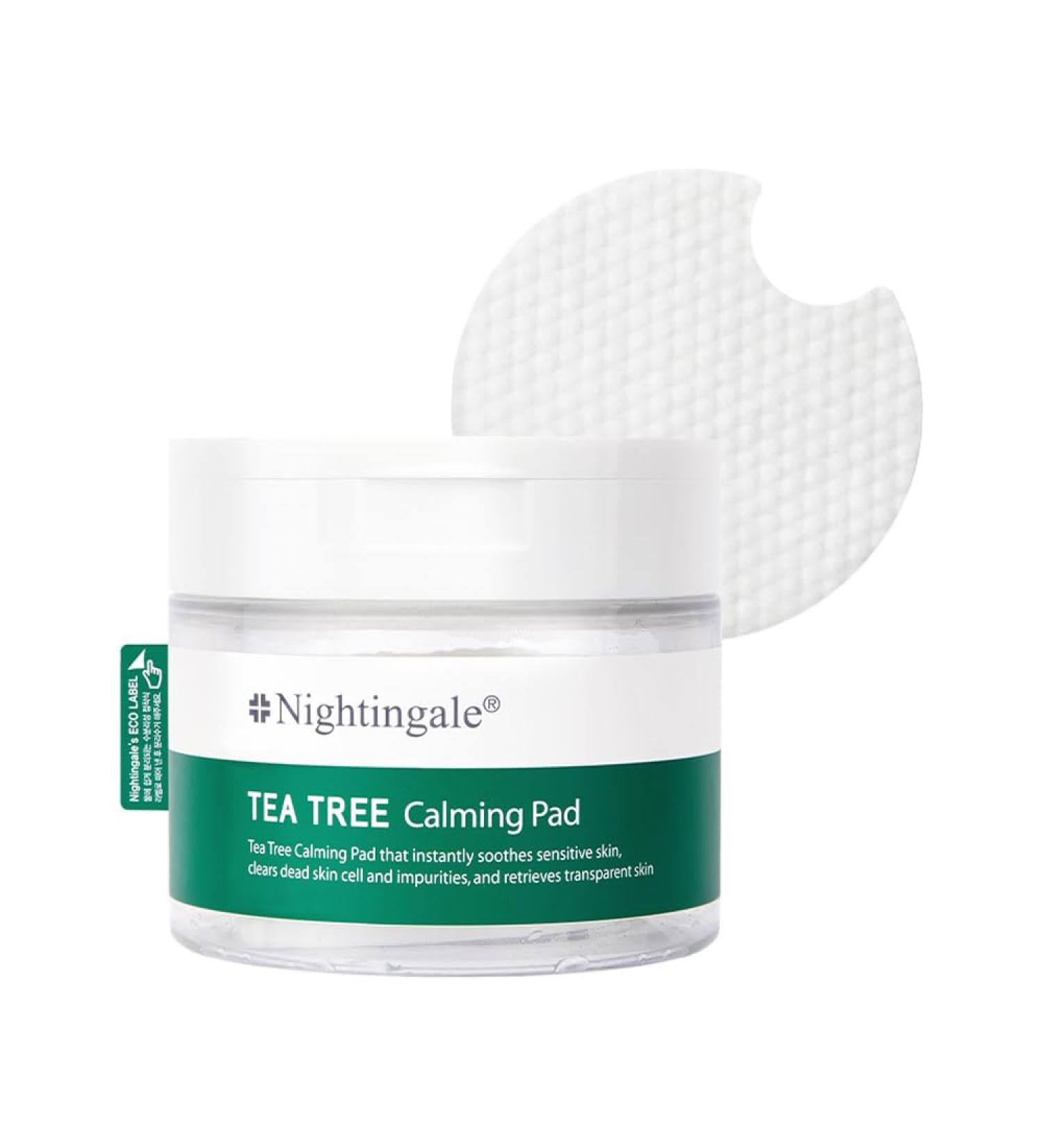 Nightingale Teatree Calming Pads | Hypoallergenic Facial Toner Pads | Soothing Vegan Skin Care for Sensitive Skin | Korean Beauty Essentials - Buy Online on GoSupps.com