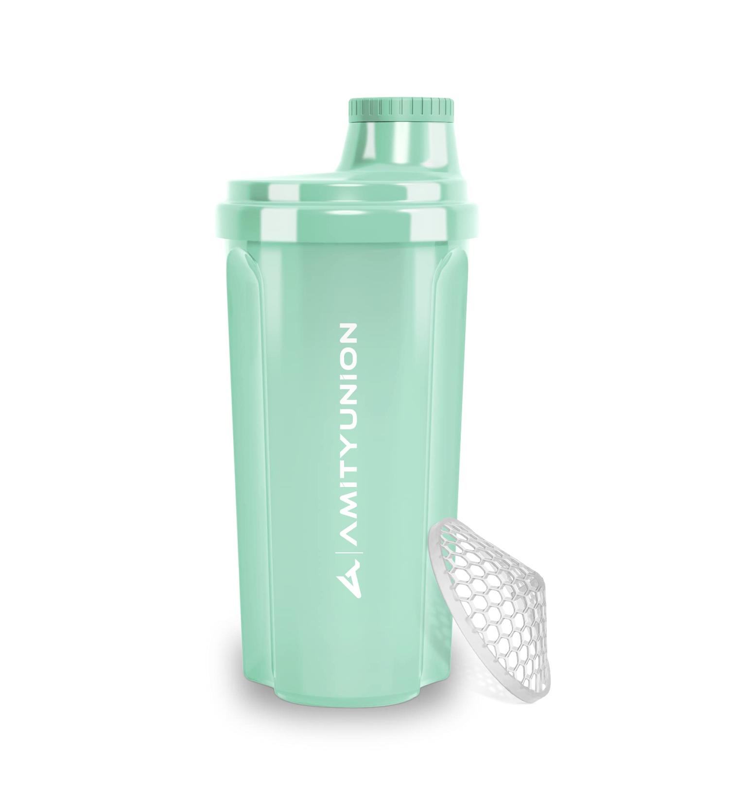 Amity Union Protein Shaker 'Heaven' 500ml - Leakproof BPA-Free Mint Blue - Ideal for Whey Protein Isolate & BCAA Shakes - Buy Online on GoSupps.com