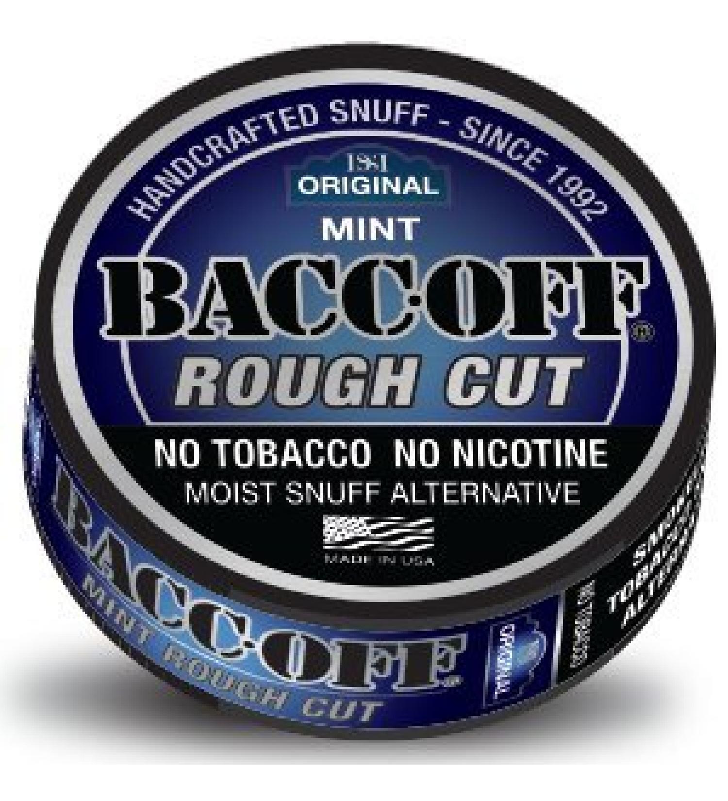 BaccOff, Original Mint Rough Cut, Premium Tobacco Free, Nicotine Free Snuff Alternative (1 Can) 1.1 Ounce (Pack of 1)
