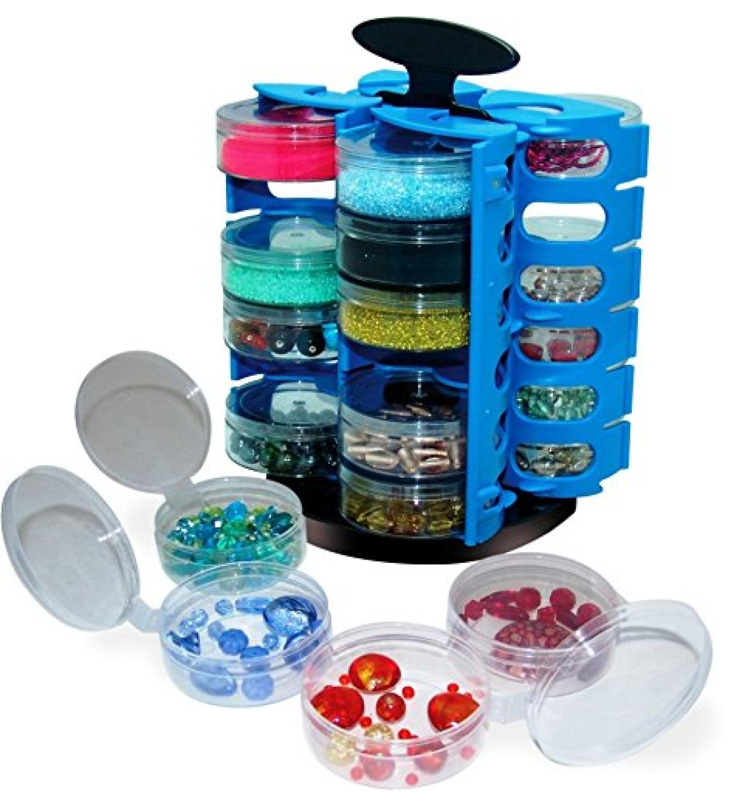 Tidy Crafts Quad Stow N Go Blue Bead Organizer for Jewelry, Notions, and Crafts - Buy Online on GoSupps.com