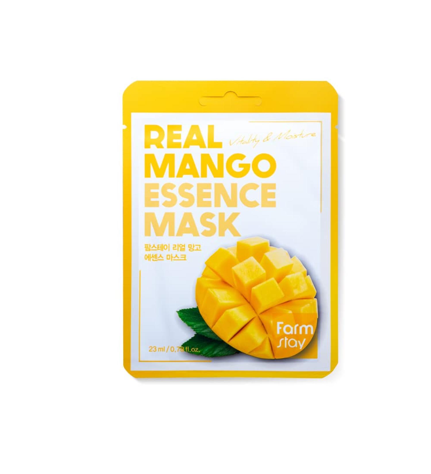 FARMSTAY Real Essence Mask (10 Sheets) - MANGO | Premium Korean Skin Care Sheet Mask for Glowing Skin - Buy Online on GoSupps.com