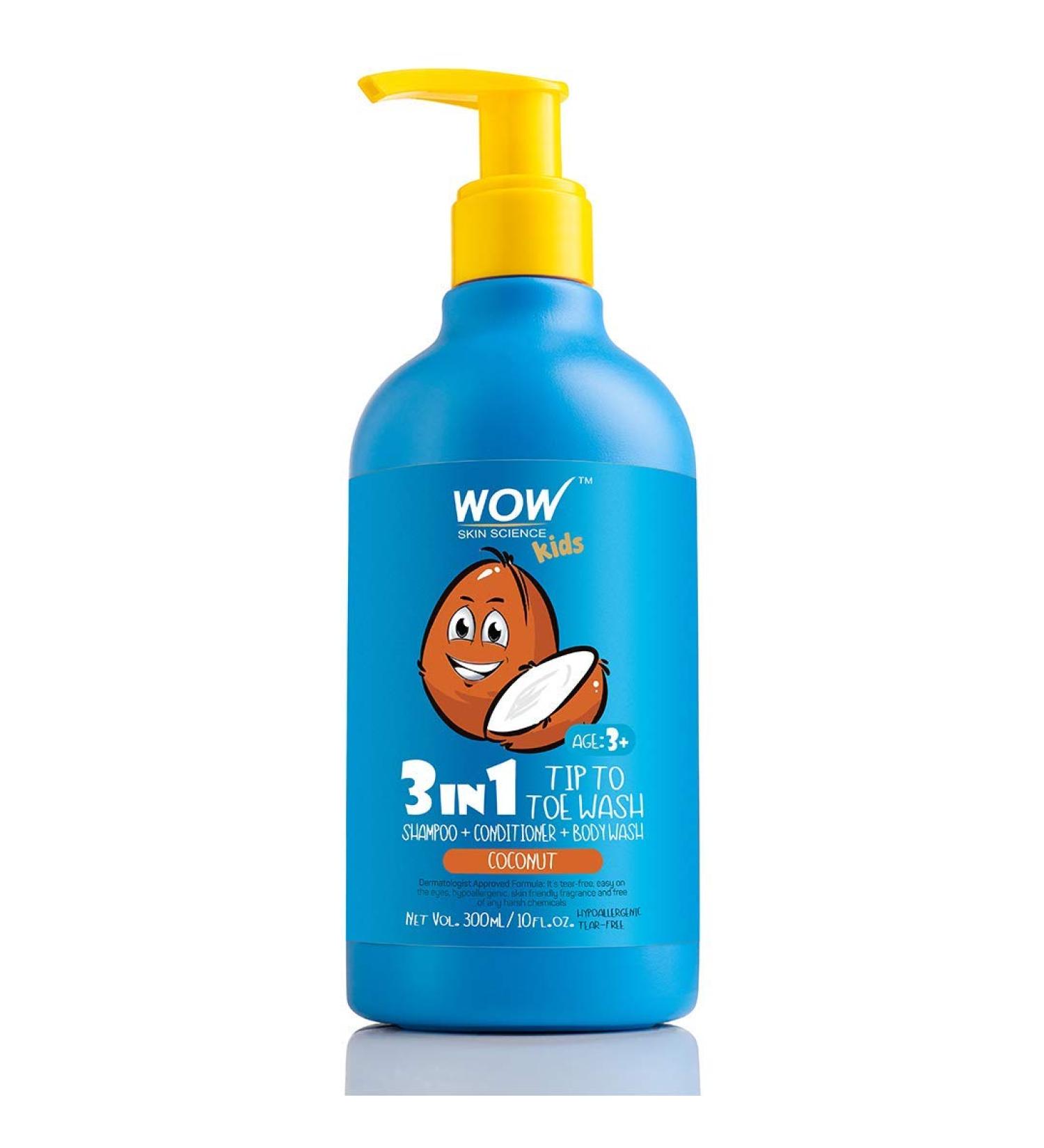 Kids Tip To Toe Wash - Sulfate & Paraben-Free Shampoo Conditioner & Body Wash with Coconut - 10.14 Fl Oz - Gentle & Nourishing for All Skin Types - Buy Online on GoSupps.com