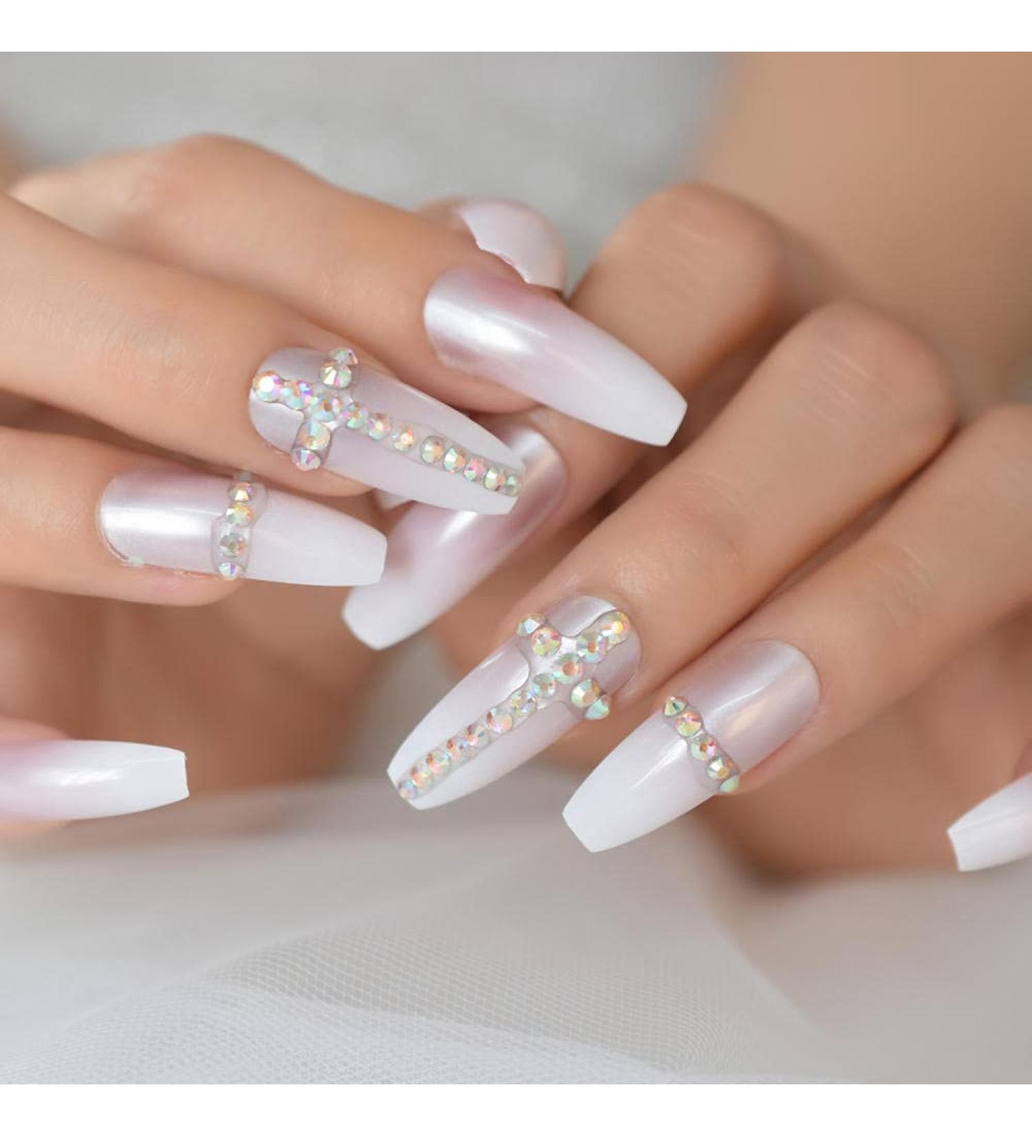 Wrong Nail Pearl Pink Press On Nails Super Long Ballerina D nn gel | Ombre Fake Artificial Fingernails for Instant Glam - Buy Online on GoSupps.com