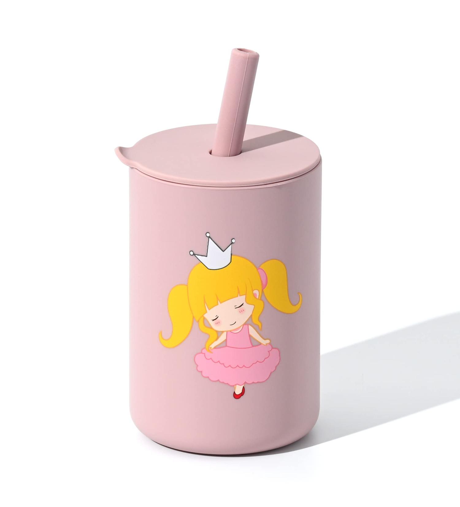 JOYIT Silicone Straw Cups for Toddlers - 6 oz Open Training Cup in Princess-Pale Mauve - Buy Online on GoSupps.com